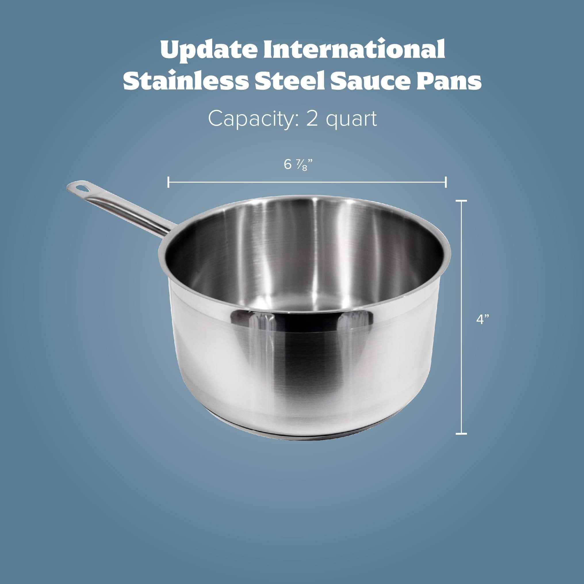 Update International SSP-2 Stainless Steel Sauce Pan, 2-Quart, Silver with Cover