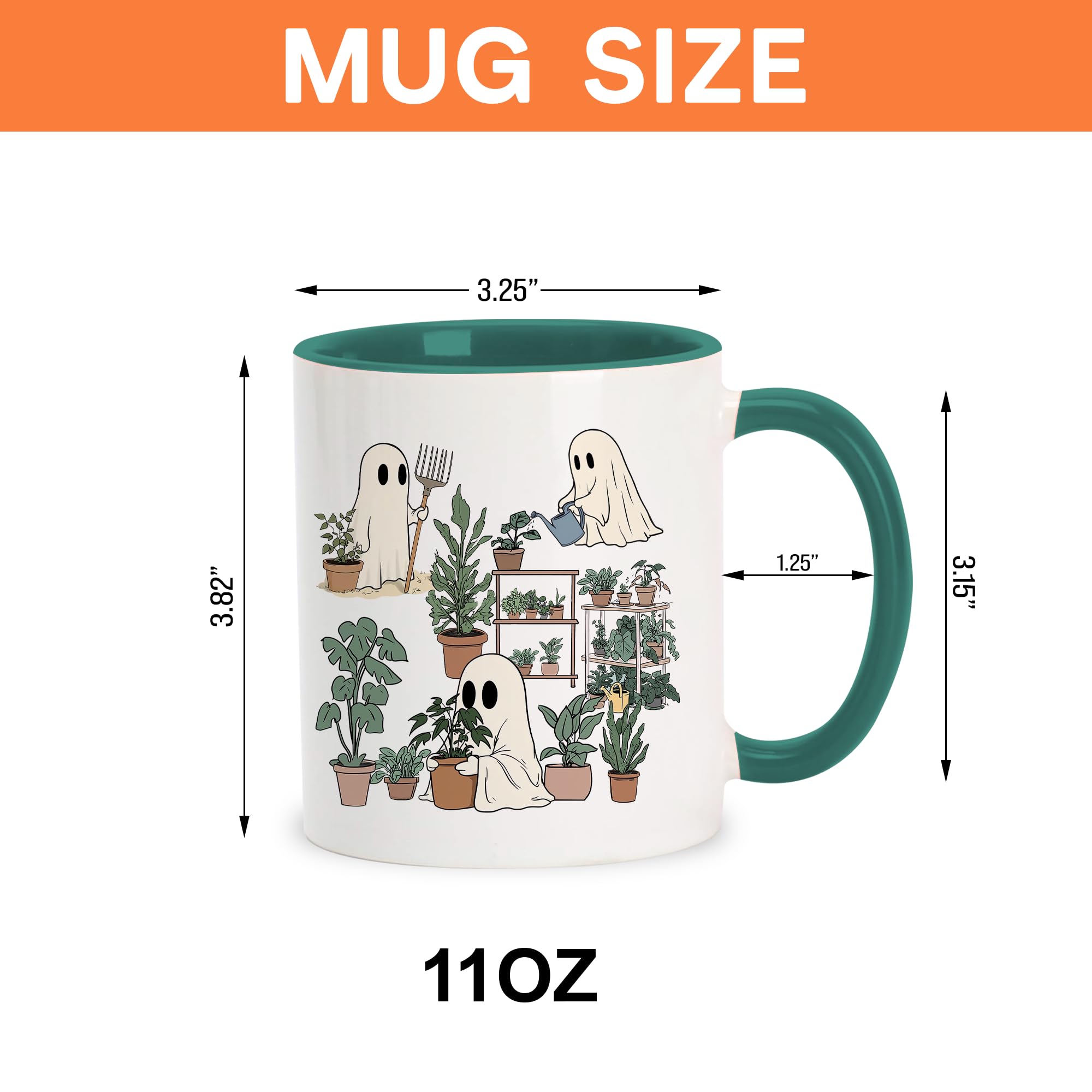 Foxcorner Cute Ghost Plant Coffee Mug Gifts For Plant Lovers, Funny Christmas Garden Gifts for Her, Women, Gardening Cup Present