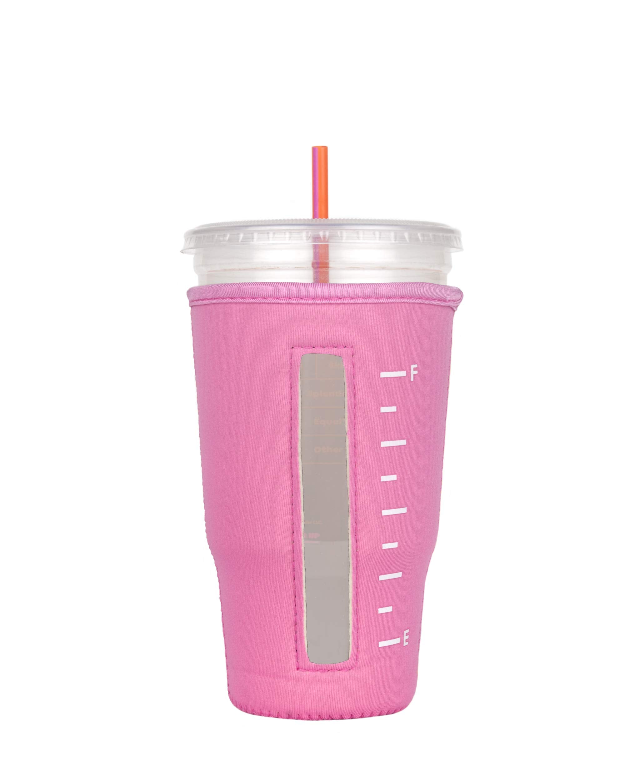 Reusable Insulator Neoprene Cup Sleeve For Iced Beverages And Coffee (Light Pink, Large)