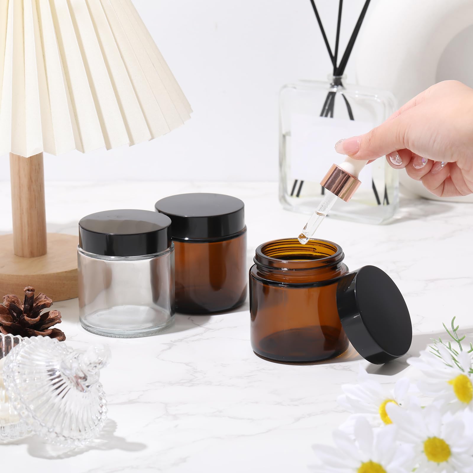 Norme 24 Pcs 4 Oz Glass Jars With Lids Leakproof Round Airtight Jars Empty Cosmetic Jars With Inner Liners Lid For Storing Lotio