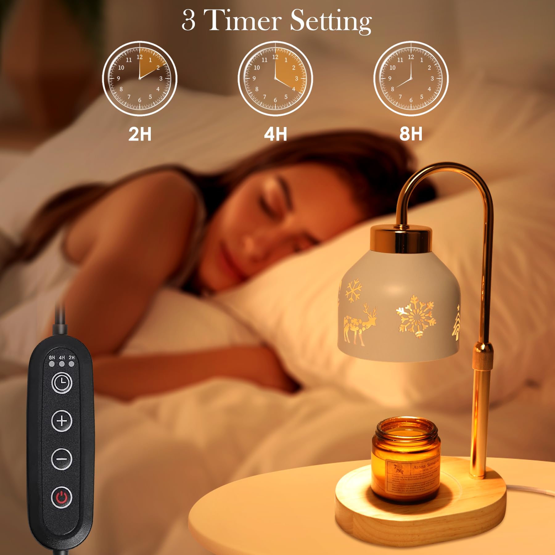 Loowoko Candle Warmer Lamp, Housewarming Gifts for New Home Decor, Dimmable Scented Wax Melt Warmer with Timer, 2 Bulbs, Gift fo