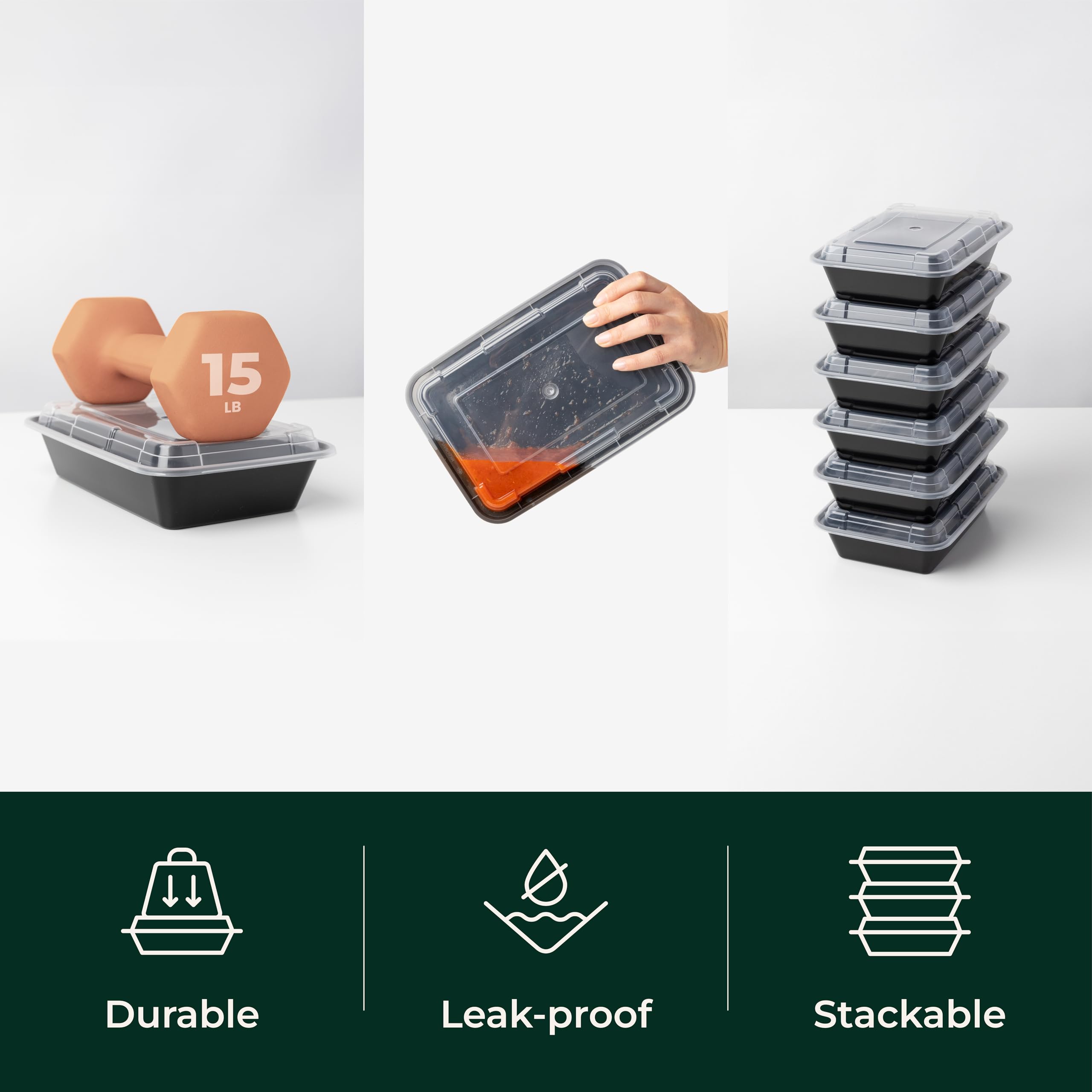 Enther Meal Prep Containers 20 Pack 1 Compartment With Lids, Food Storage Bento Bpa Free | Stackable | Reusable Lunch Boxes, Mic