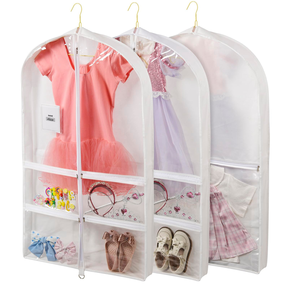 Belinlen 5 Pack 40'' Garment Bags For Hanging Clothes Storage, Clear Moth Proof Suits Covers With 4'' Gussets For Closet Storage