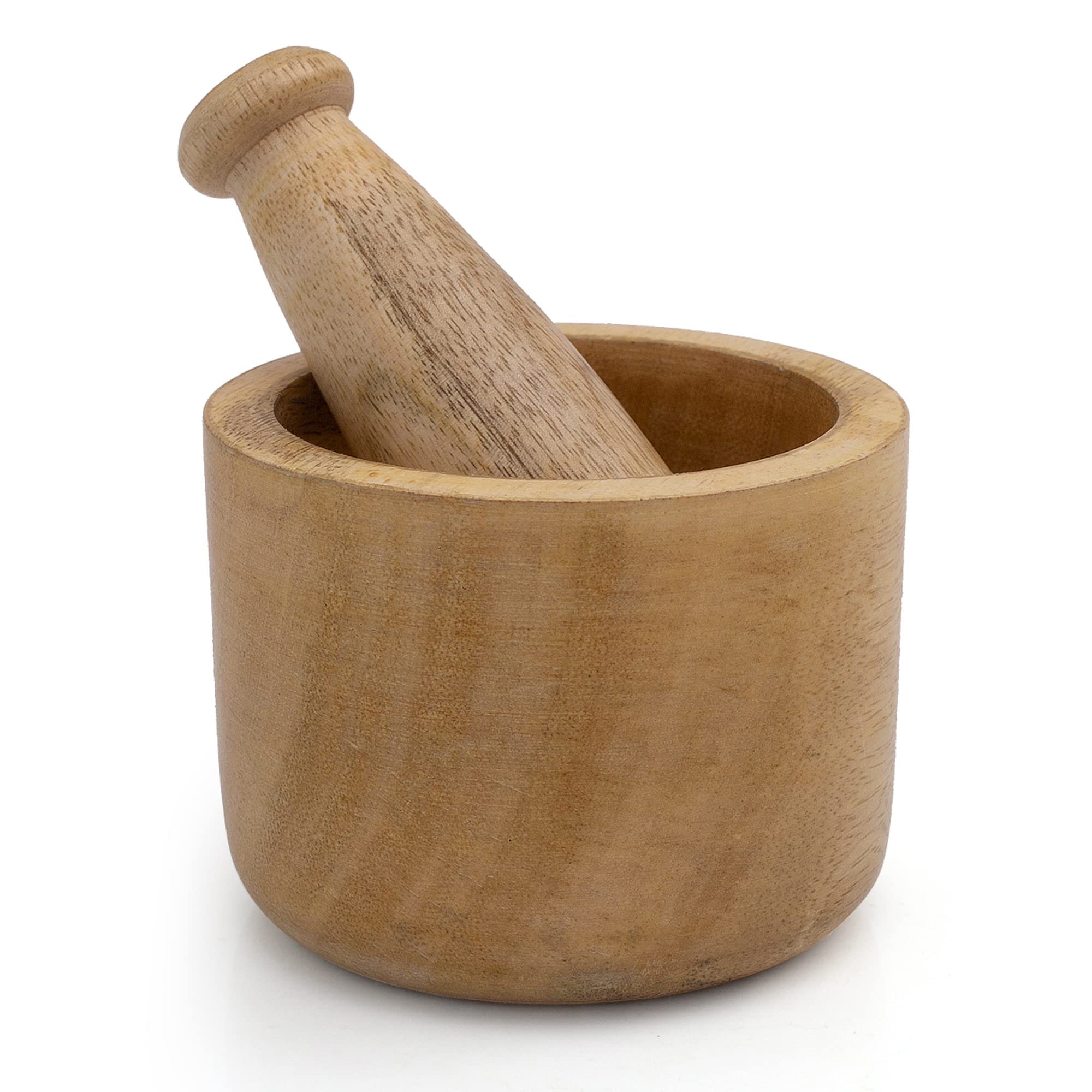 Handmade Indian Wooden Mortar And Pestle Set Natural Rustic Style Herb Spice Grinder Masala Mixer Manual Kharal Mashing Bowl Sea