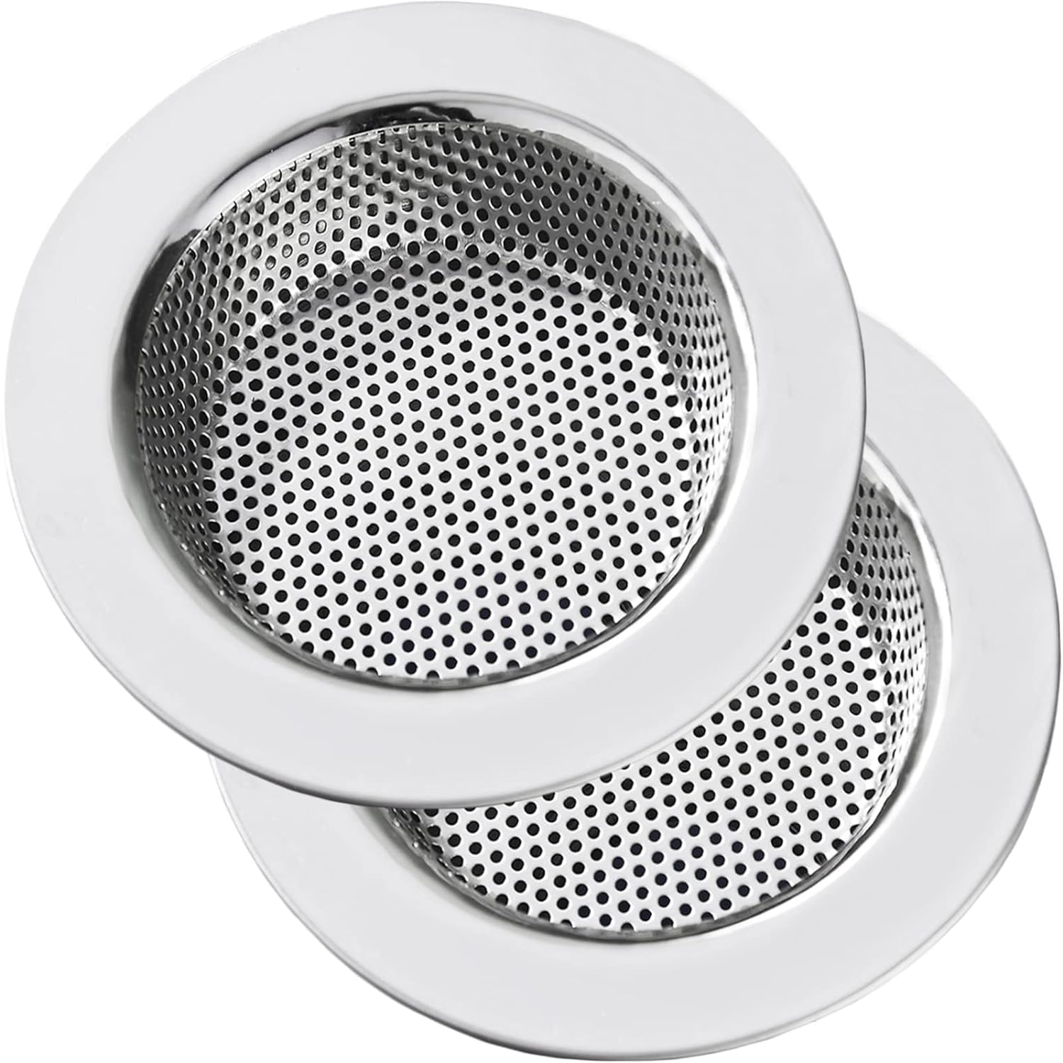 Kitchen Sink Strainer Stainless Steel  LASSHSWA Kitchen Sink Drain Strainer  Sink Strainers for Kitchen Sinks with Large Wide Rim 4.5'' Diameter (2 Pack)