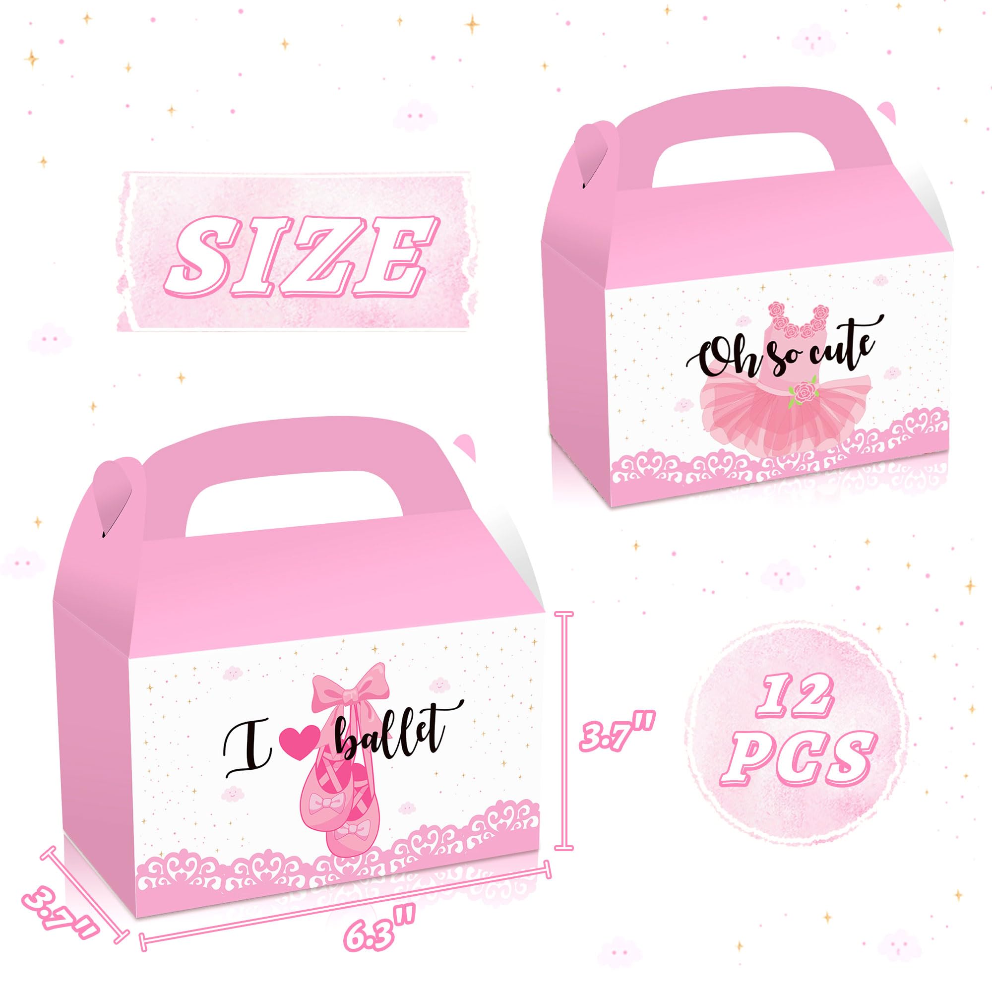 12 Pcs Ballerina Party Supplies Ballerina Party Favor Boxes Ballerina Party Favor Bags Ballerina Party Goodie Bags Ballerina Par