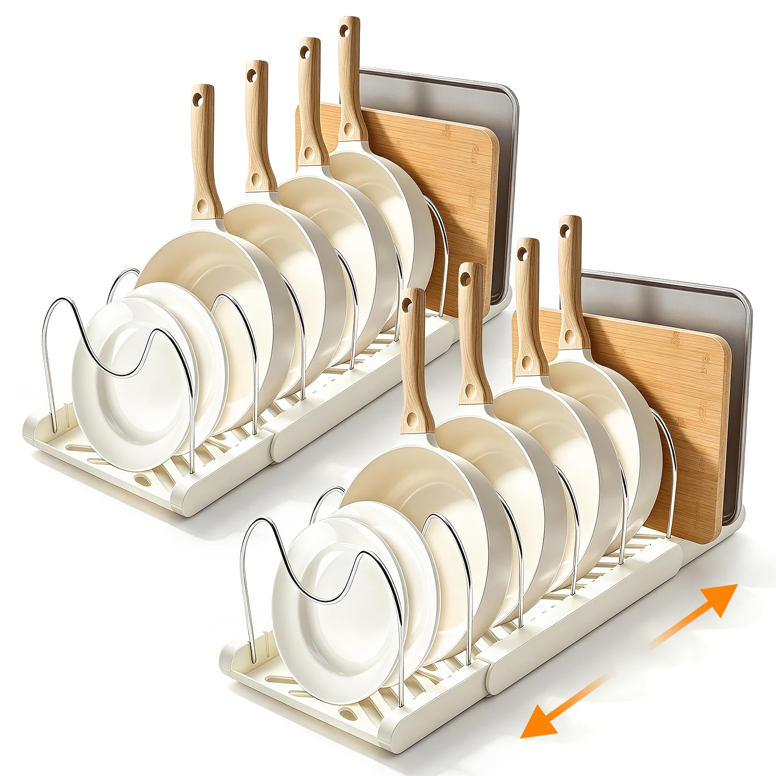 2 Pack Pot & Pan Organizers Under Cabinet, 14 Dividers Total, 1322 in