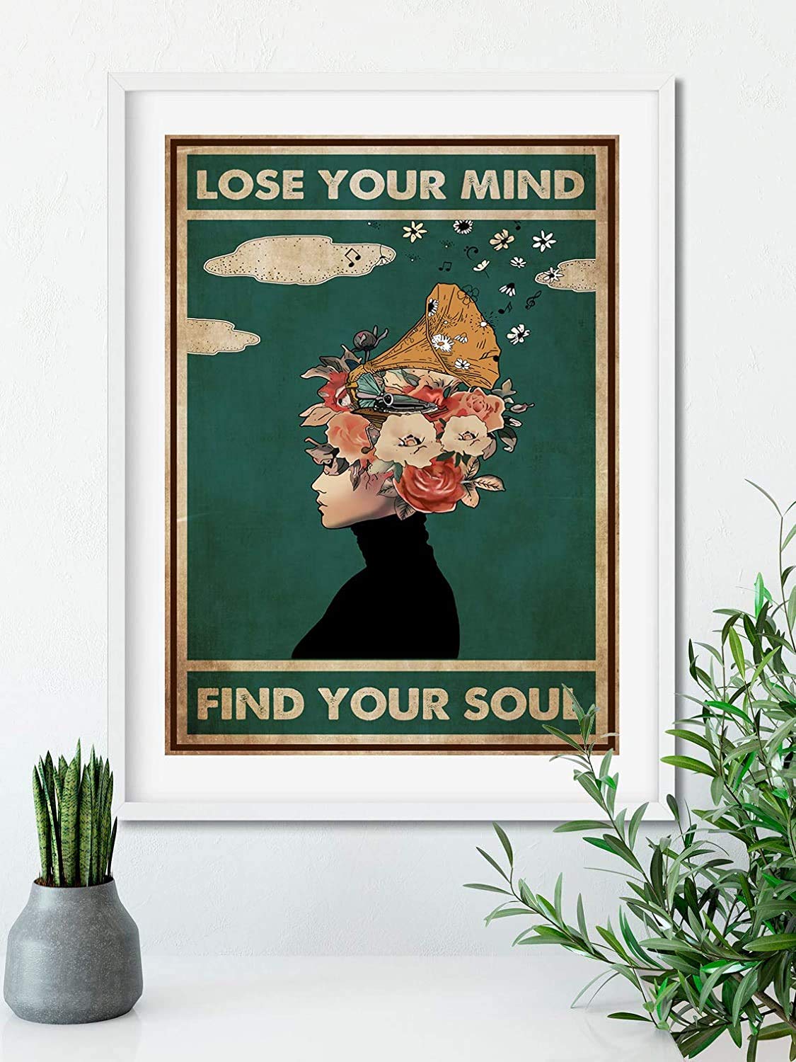 Lose Your Mind Find Your Soul Poster Mental Health Music Canvas Wall Art Poster Mental Vintage Canvas Print Painting Mental Heal