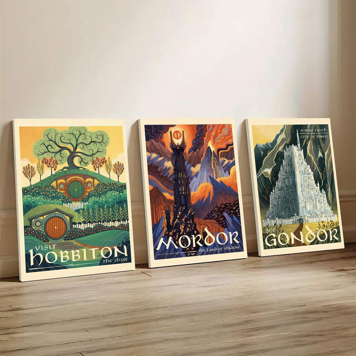 Meksular Middle Earth Landscape Wall Art Prints Canvas PaintingFantasy Posters, Pictures, For Travel Gift, Canvas Art with Frame