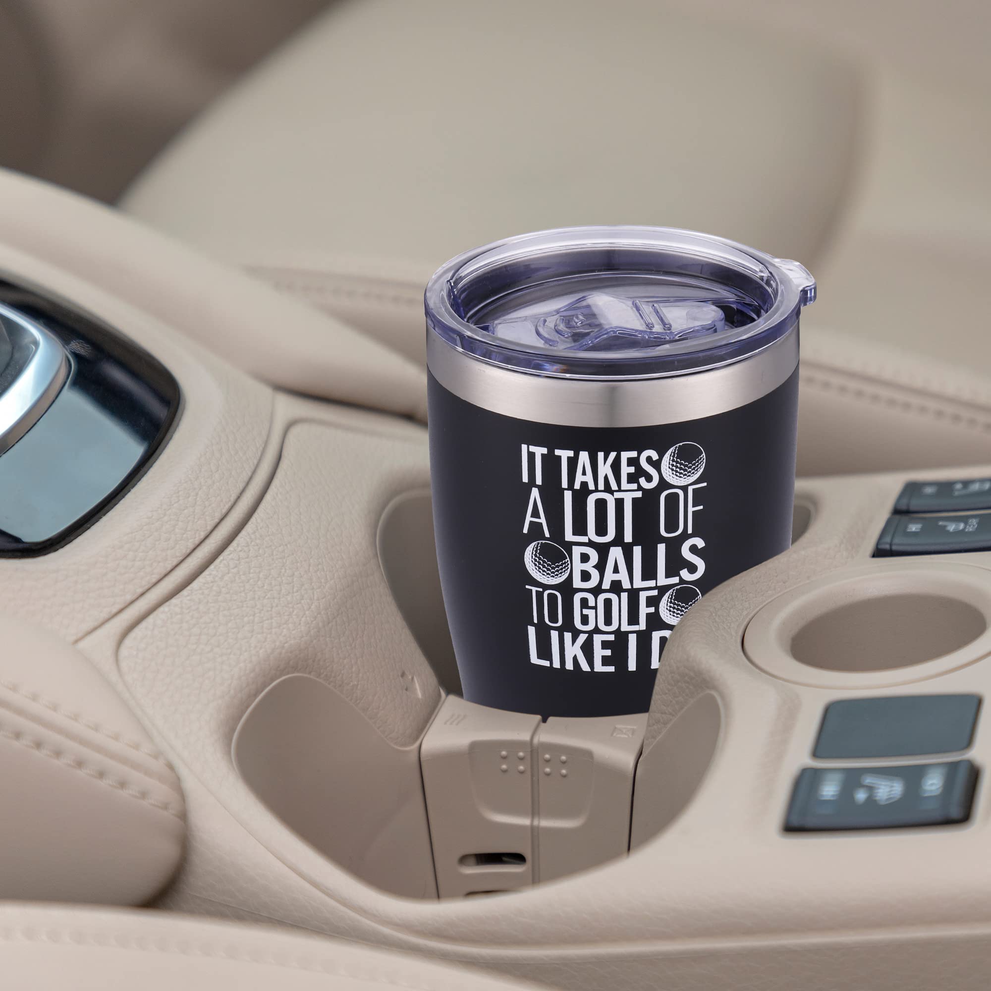Misty Hawk Golf Mug Tumbler - The Perfect Golfing Gift For Him, Vacuum Insulated Golf Cup, 20 Oz Coffee Mug With Lid And Straw,