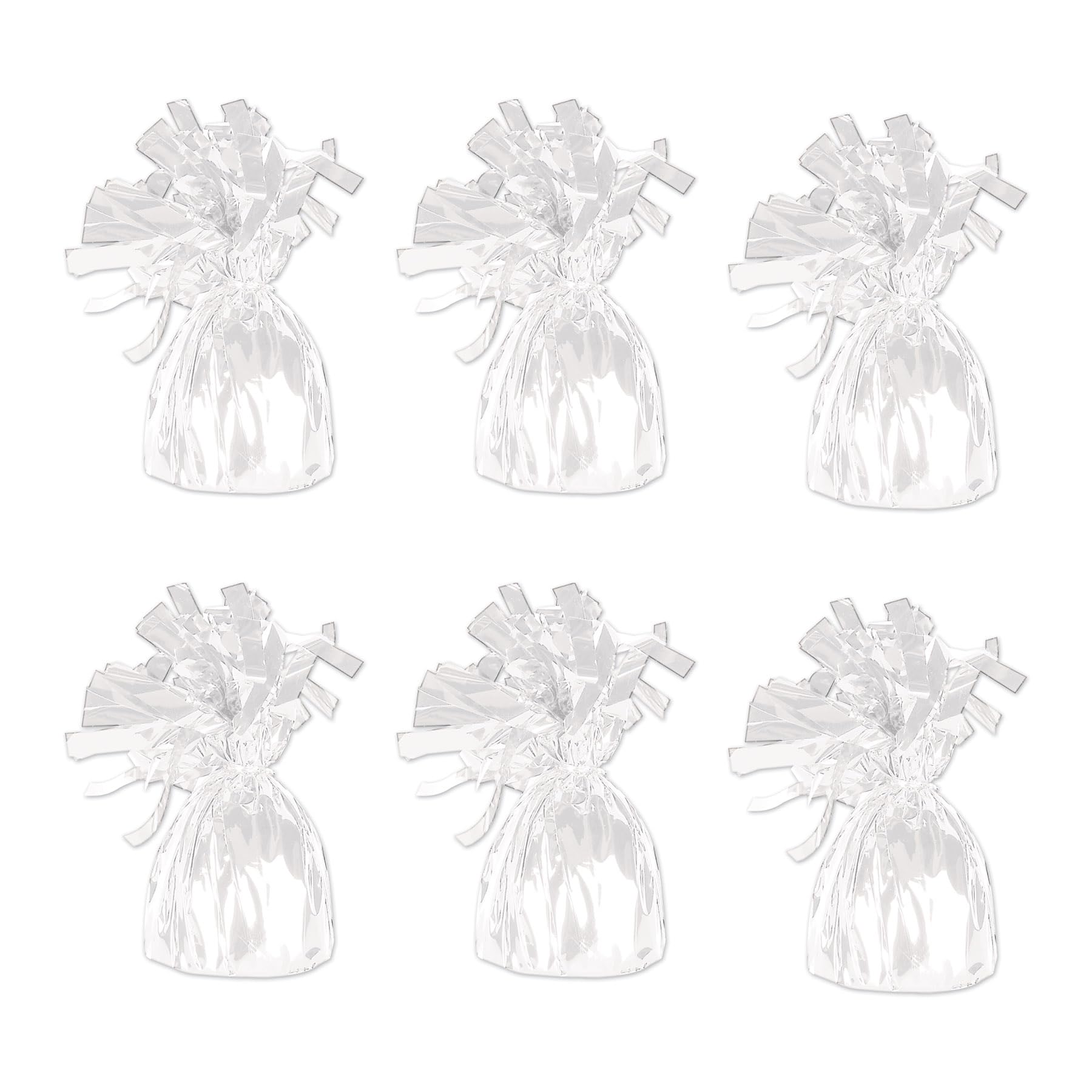 Beistle White Metallic Plastic Wrapped Balloon Weights For Birthday Parties, Weddings, Anniversaries, Table D  cor, Celebrating 