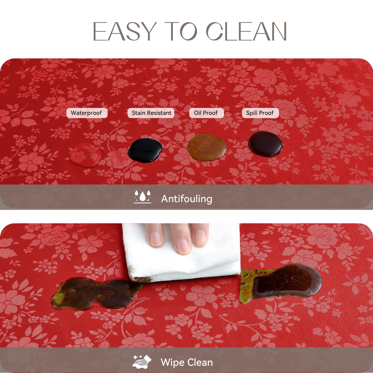 Romanstile Christmas Vinyl Tablecloth Rectangle, 100% Waterproof Heavy Duty Oil Spill Proof Stain Resistant Plastic Pu Table Cov