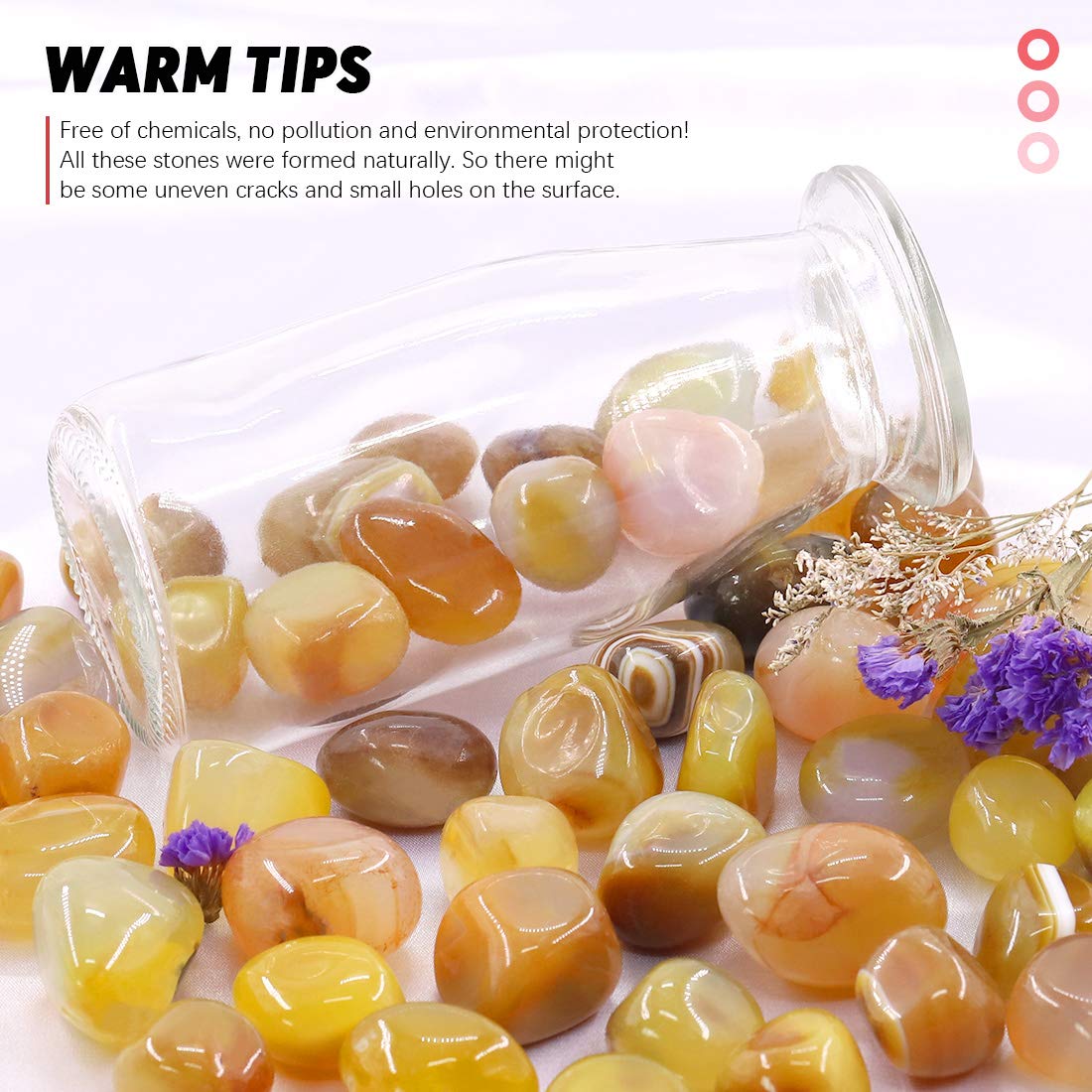 Hilitchi Yellow Agate Stone Tumbled Stones for Plants Cacti & Succulents Bedding  Vase Filler  Landscape Bottom Decoration (About 1lb(455g)/Bag)