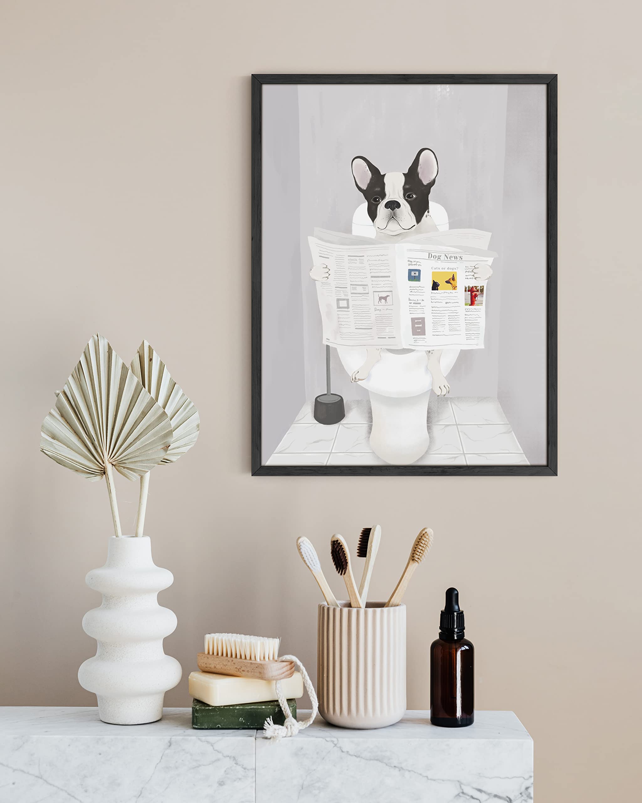 Haus And Hues Funny Dog Bathroom Decor - Funny Bathroom Decor Wall Art, Dog Bathroom Wall Art And Animal Poster, Dog Bathroom Si