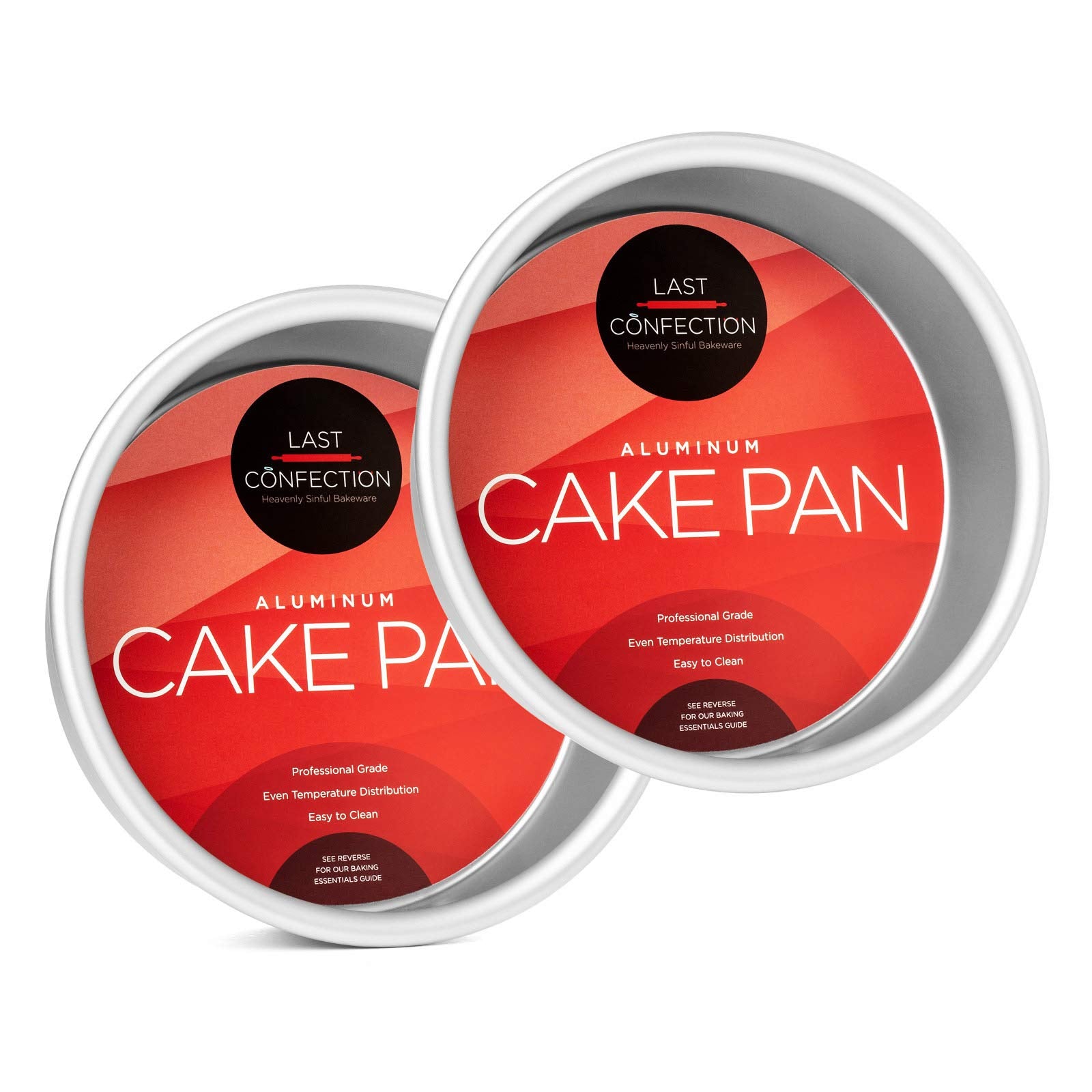 Last Confection 2-Piece Round Cake Pan Set - 6'' X 2'' Deep Aluminum Pans