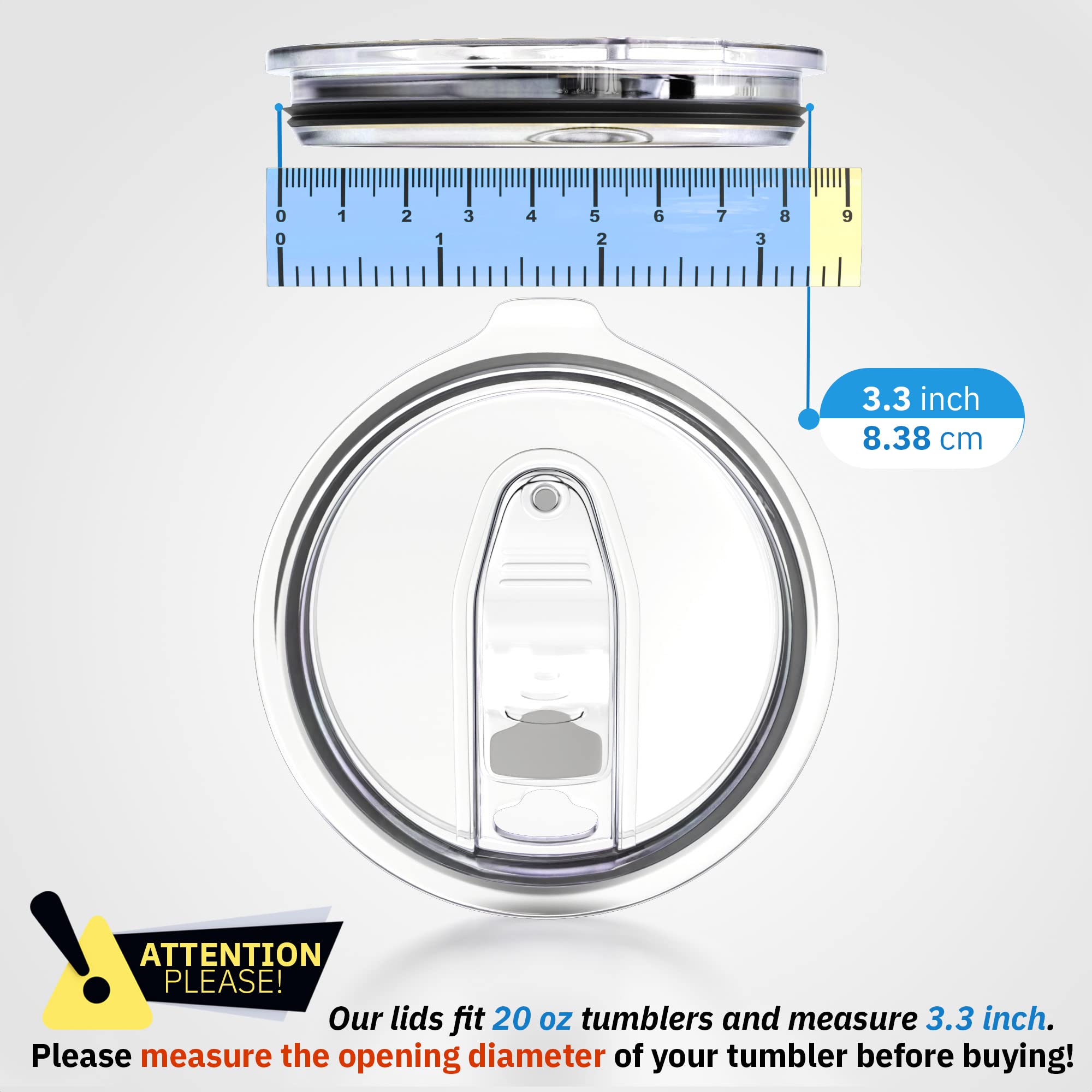 20/10 Oz - 4 Replacement Lids For Yeti Tumblers Like Yeti Lids - 3.3 Inch Diameter - Spill Proof Lids For Yeti Tumblers - Tumble