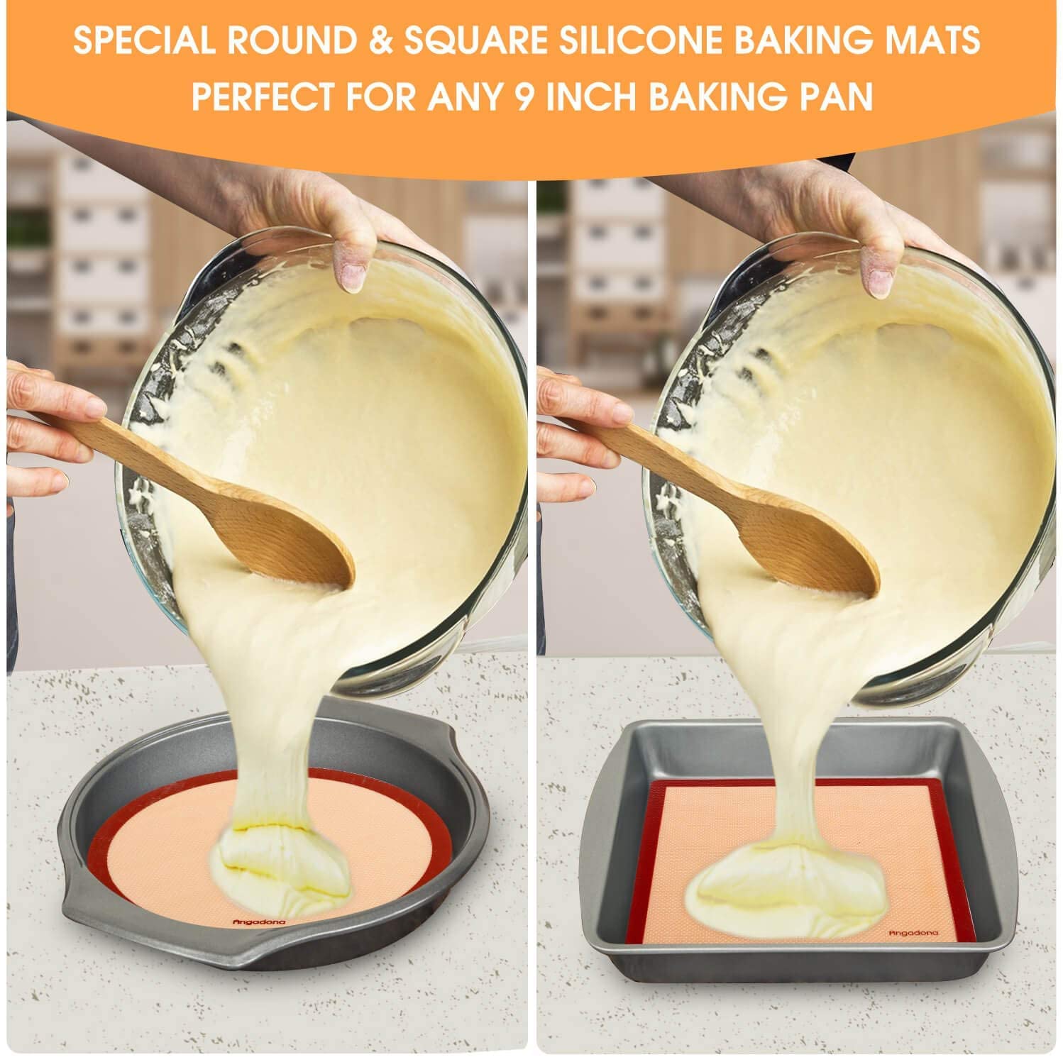 Silicone Baking Mats Set Of 6, Food Grade Non-Stick Reusable Baking Mat, Silicon Baking Slip Mats Oven Liner Sheet, Round & Squa