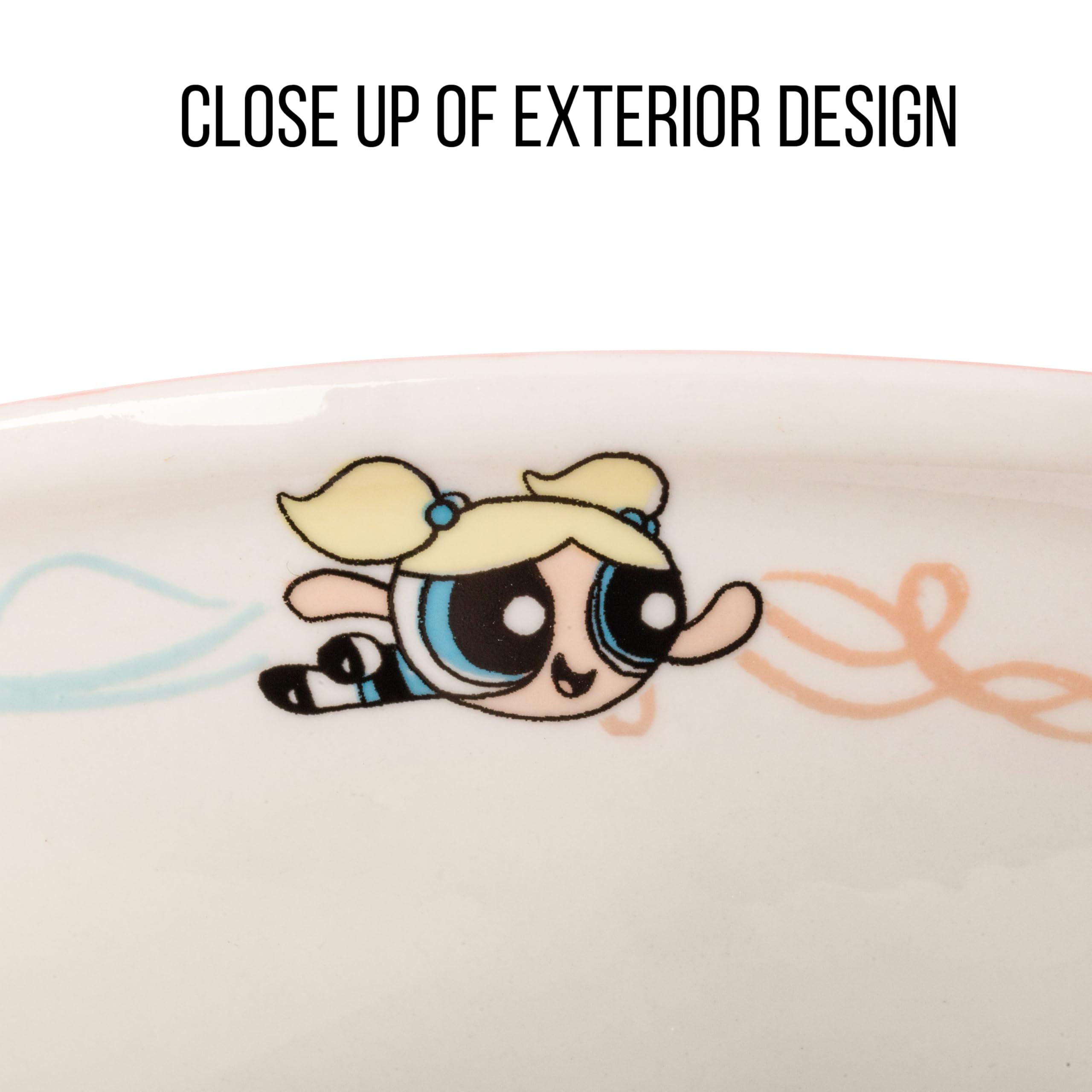 Silver Buffalo The Powerpuff Girls Featuring Bubbles, Blossom, And Buttercup Ceramic Ramen Noodle Rice Bowl With Chopsticks, Mic