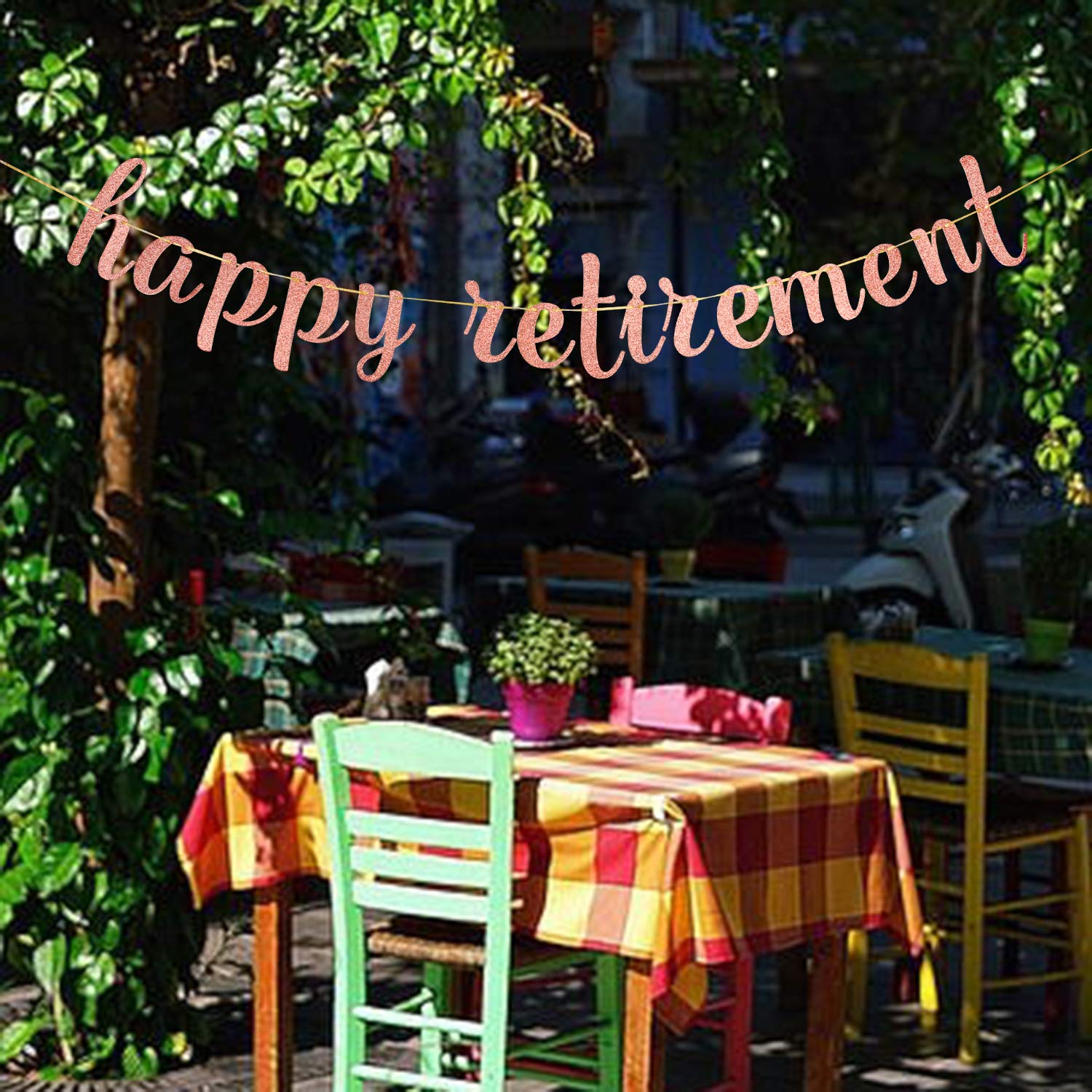 Innoru Glitter Happy Retirement Banner - For Farewell Party Bunting - Leaving Theme - Finally Retiring Party Bunting Decoration