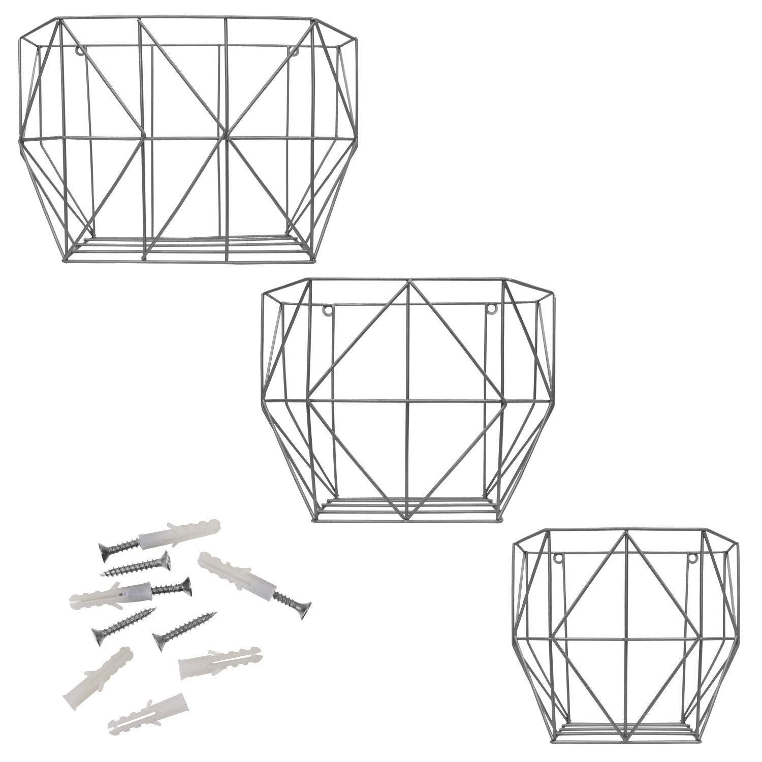 Blue Donuts Wall Hanging Fruit Basket Set Of 3 Wire Baskets For Storage, Wall Organizer, Multi-Functional Produce Basket Kitchen