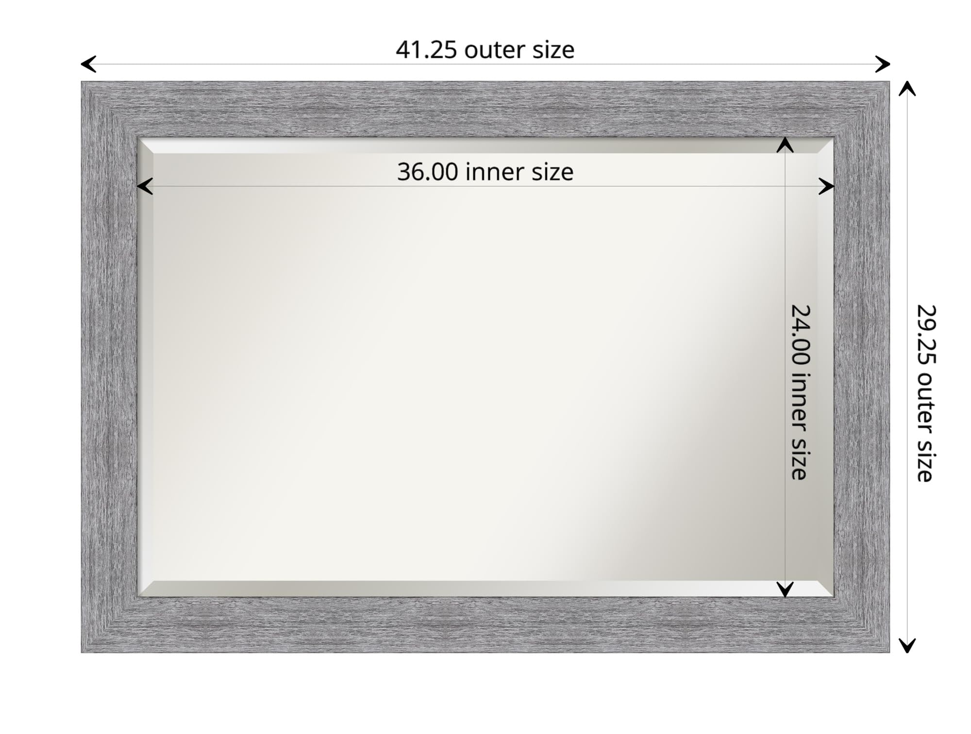 Amanti Art Bathroom Mirror, Bark Rustic Grey Wall Mirror For Use As Bathroom Vanity Mirror Over Sink (29.25 X 41.25 In.) Beveled