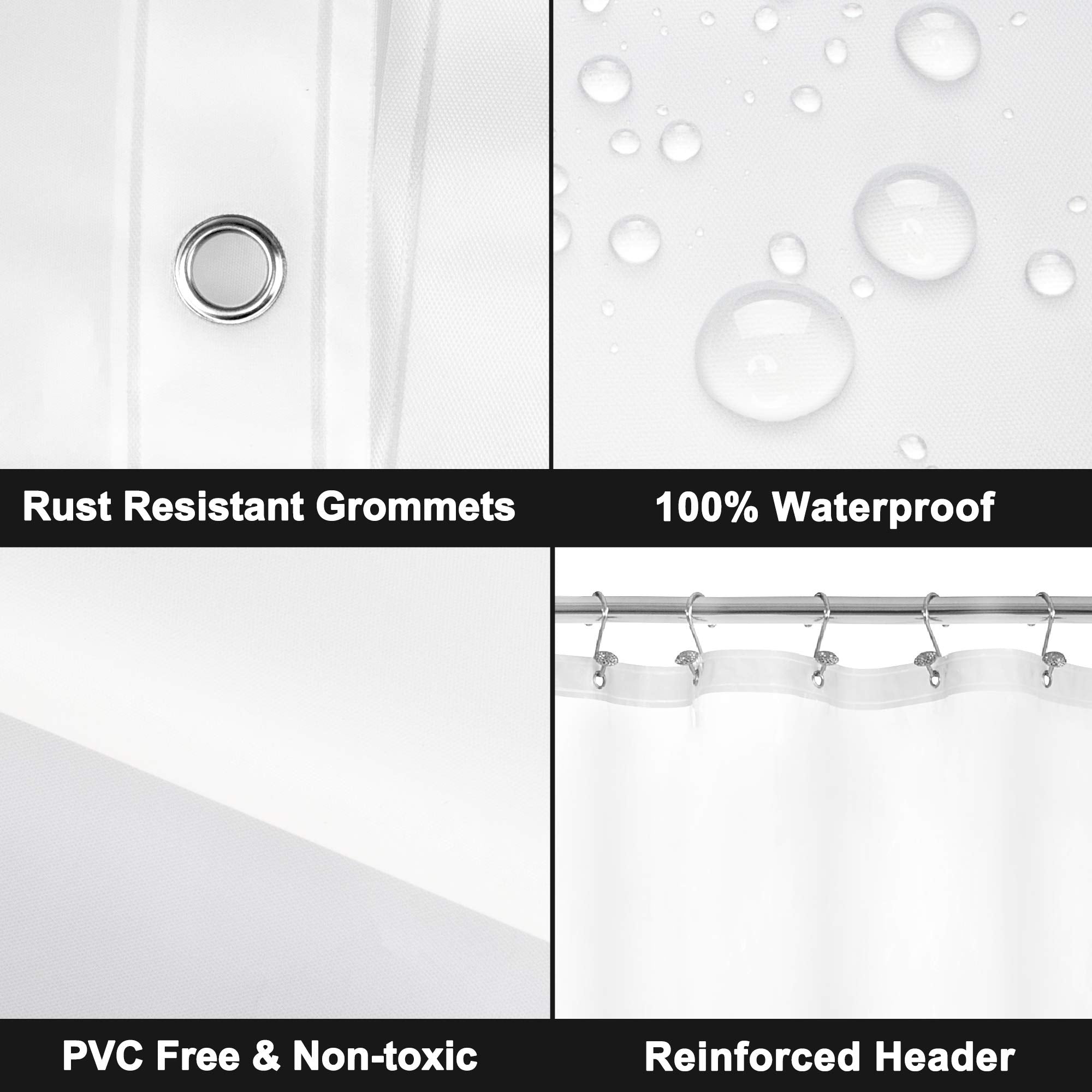 Barossa Design Clawfoot Tub Shower Curtain With 12 Magnets - 36 Metal Hooks Included, 180'' W X 70'' H Wrap Around, Waterproof P