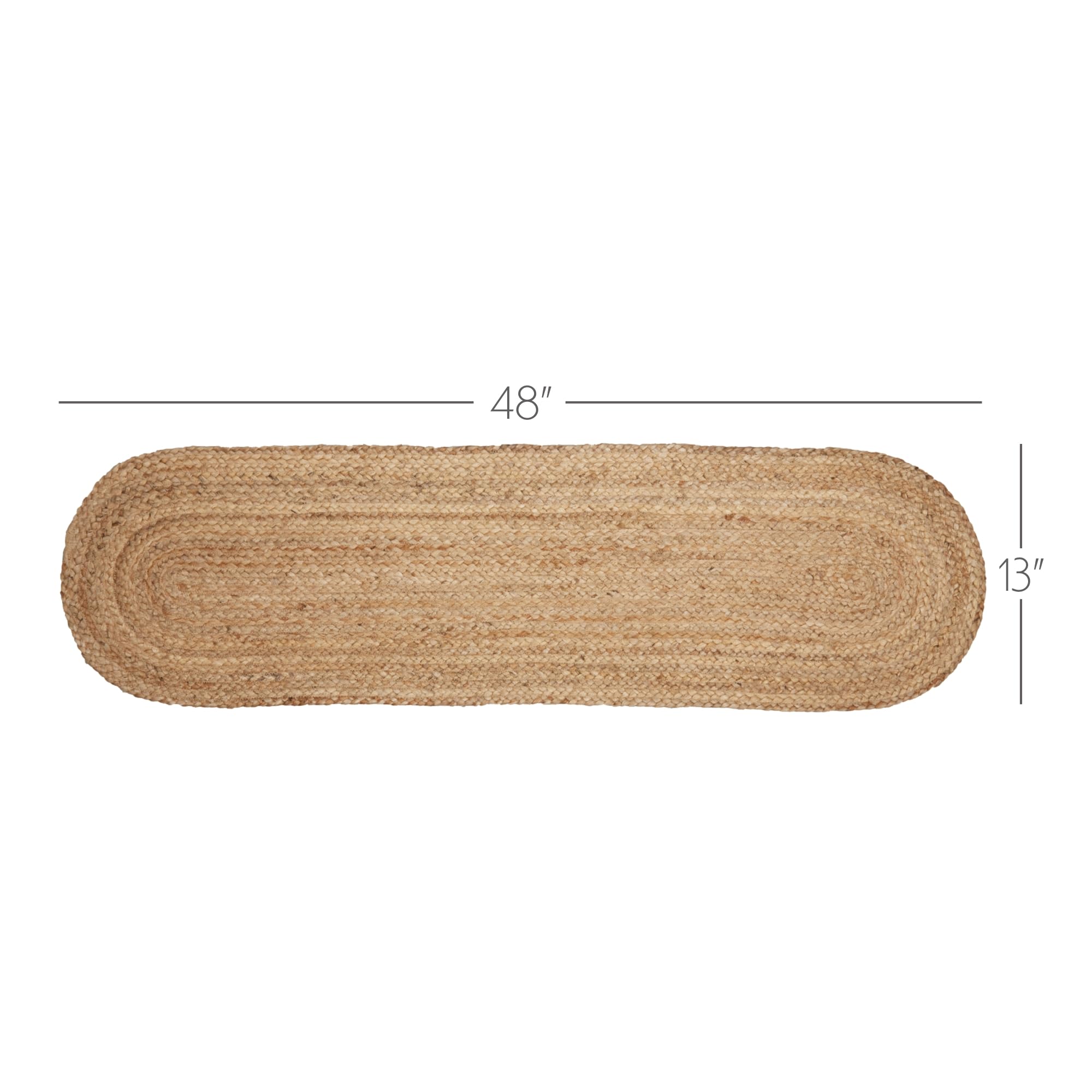 Vhc Brands Farmhouse Boho Coastal Braided Woven Natural Jute Table Runner For Kitchen Dining Room Hot Pad Mat, Natural Tan, Oval