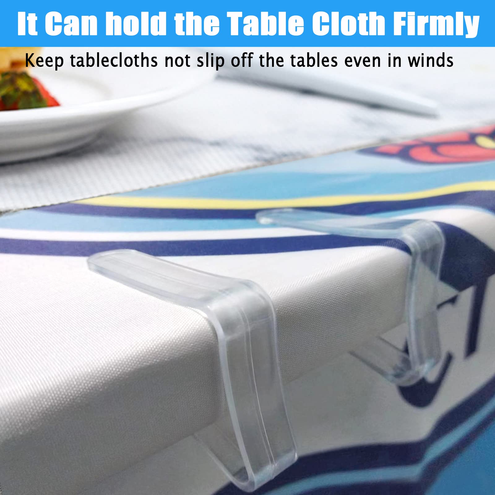 Kitnish 16Pcs Clear Plastic Tablecloth Clips,Transparent Clear Tablecloth Clips, Plastic Table Cloth Hold Down Clips Table Cloth