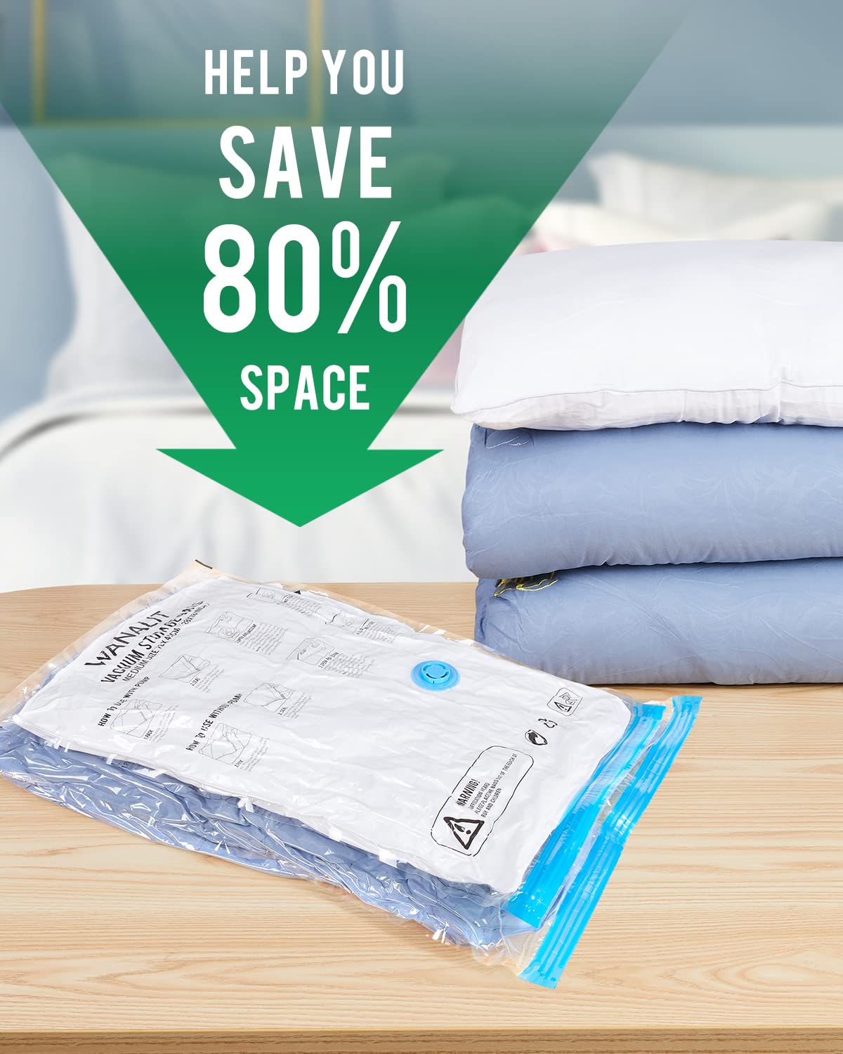 Vacuum Storage Bags with Electric Pump, 10 Pack Medium Size(28x 18) Reusable Compression Space Saving Bag for Clothes, Bedding,