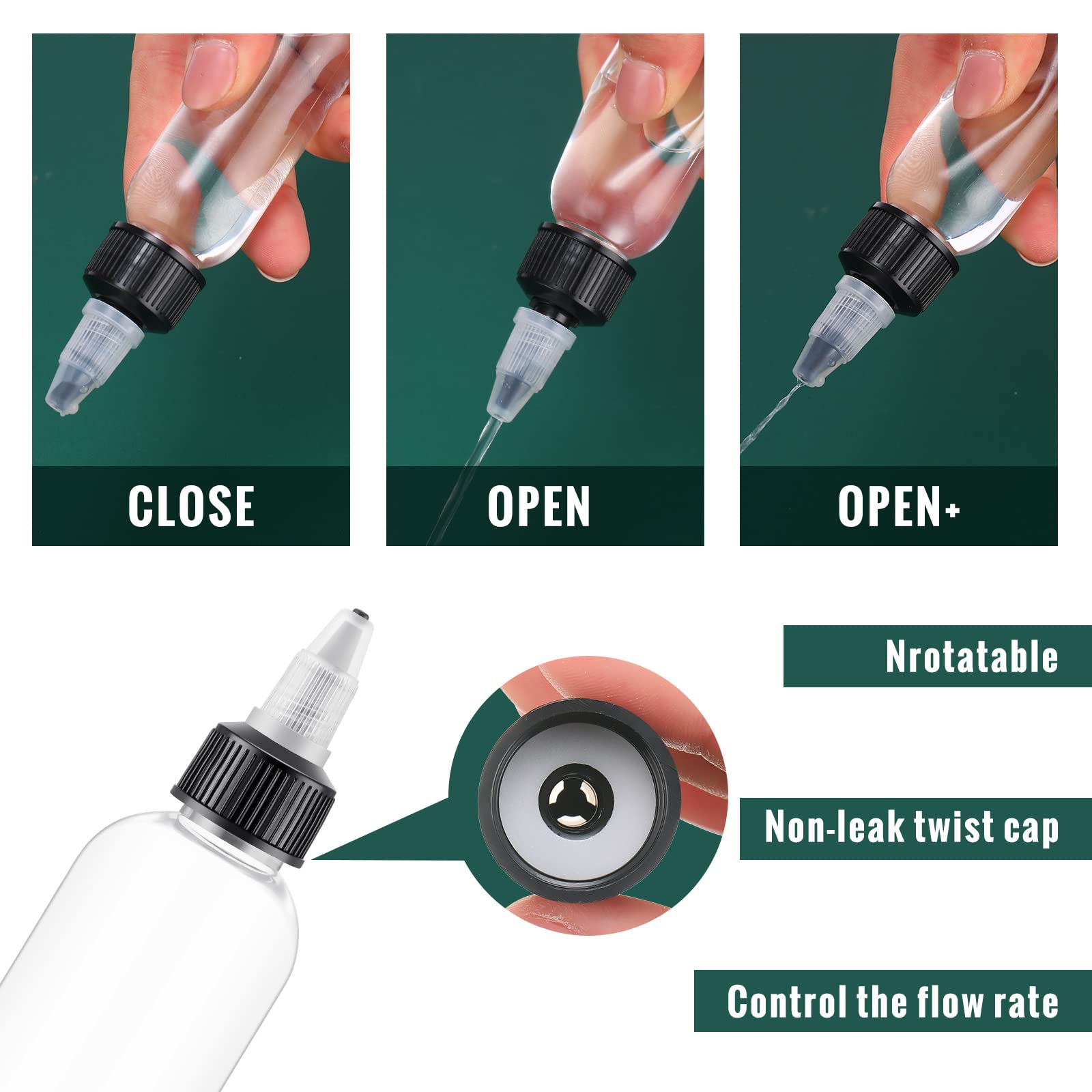 Irenare 100 Pcs 4 Oz Plastic Squeeze Bottles Bulk Boston Dispensing Bottles Empty Hair Oil Bottles With 20/410 Twist Top Cap For