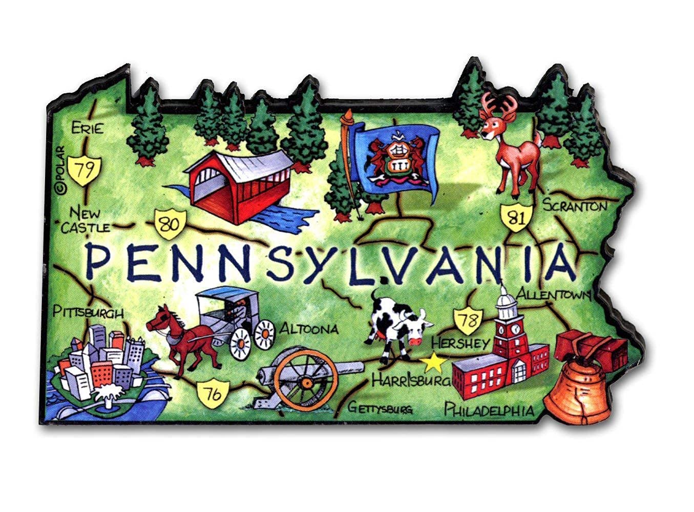 Pennsylvania The Keystone State Artwood Jumbo Fridge Magnet