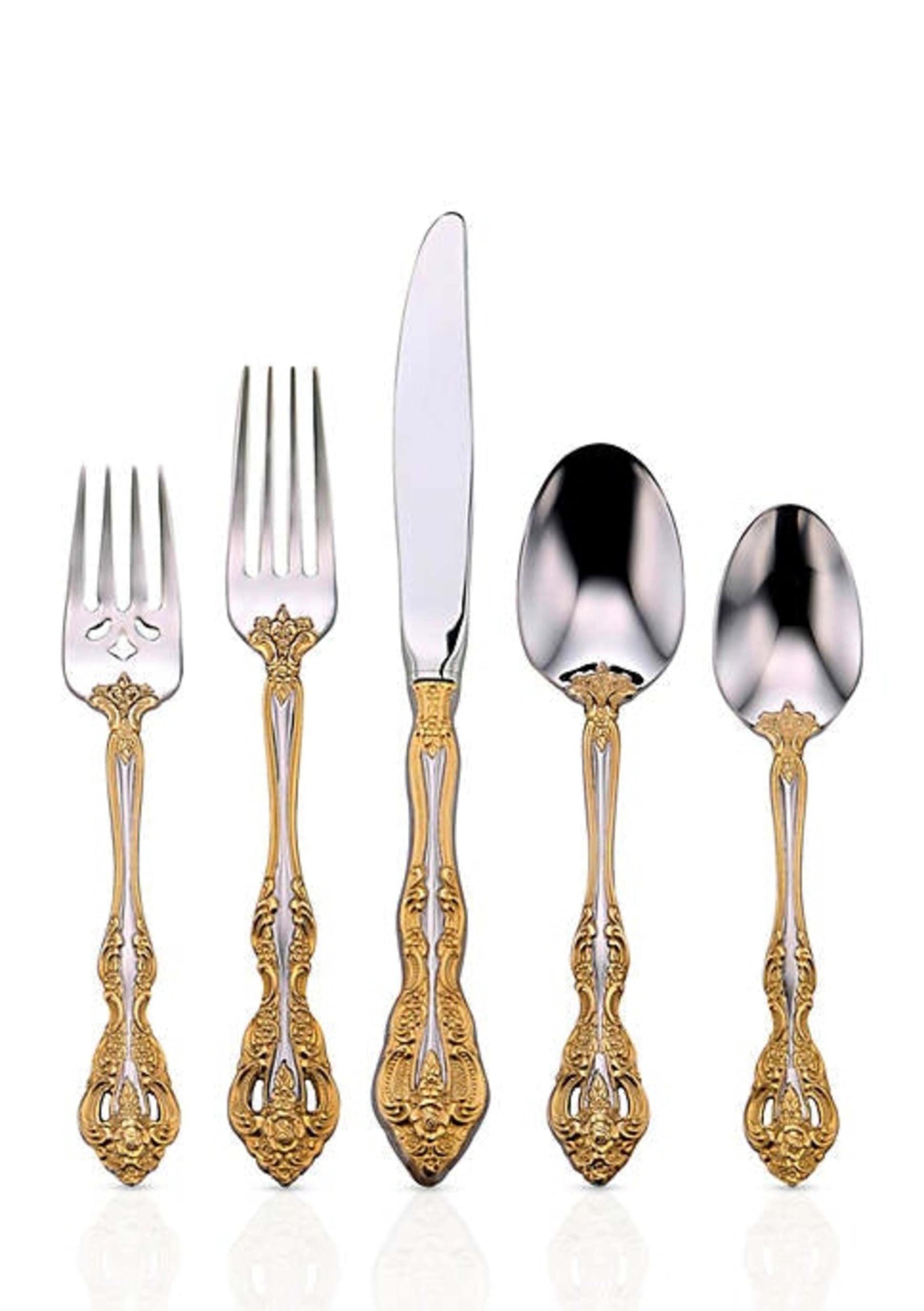 Oneida F100005A Golden Michelangelo 5 Piece Fine Flatware Set, Service For 1
