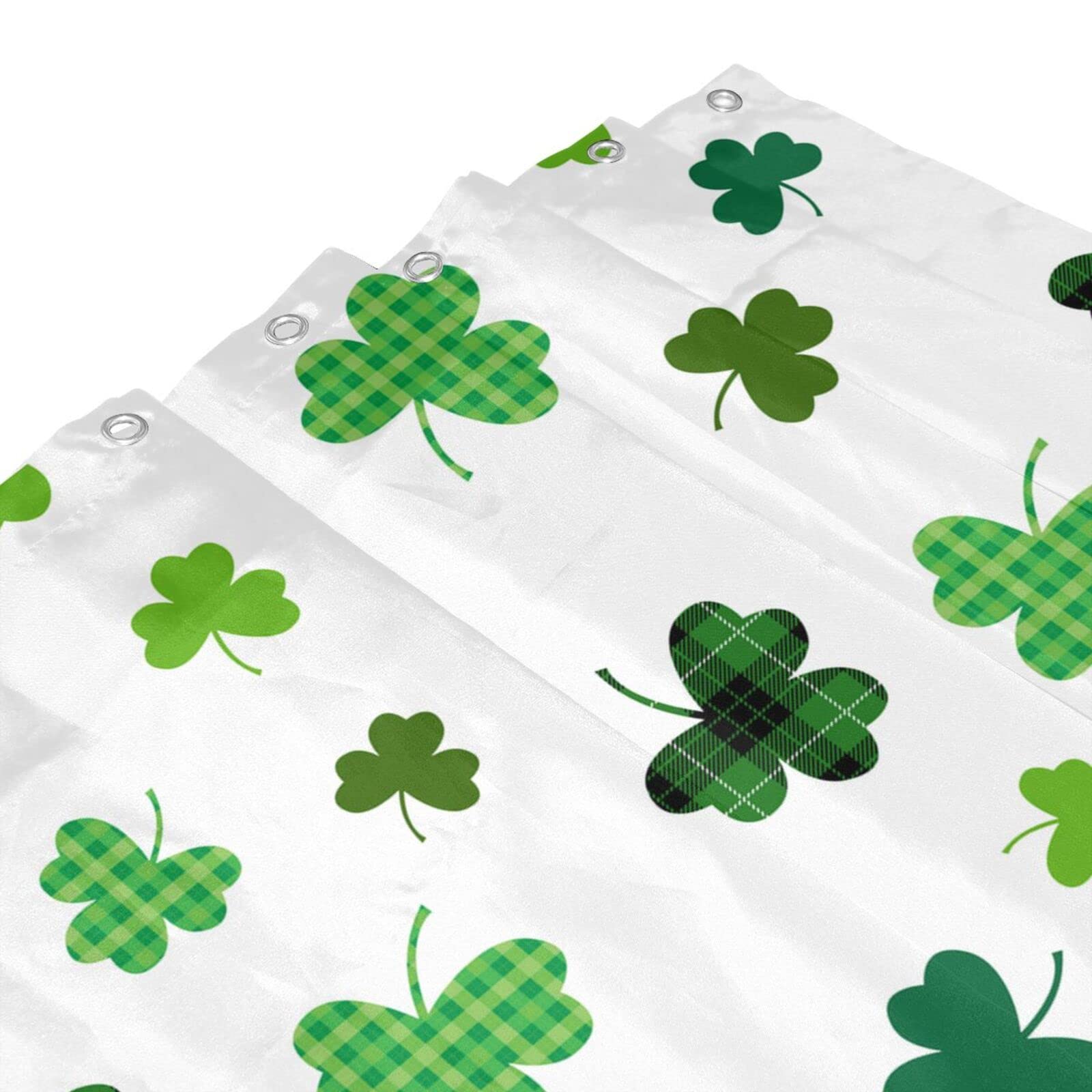 Jbralid Happy St Patrick'S Day Clover Shower Curtains Green Shamrock Farmhouse Waterproof Bathroom Shower Curtain For Bathtub De