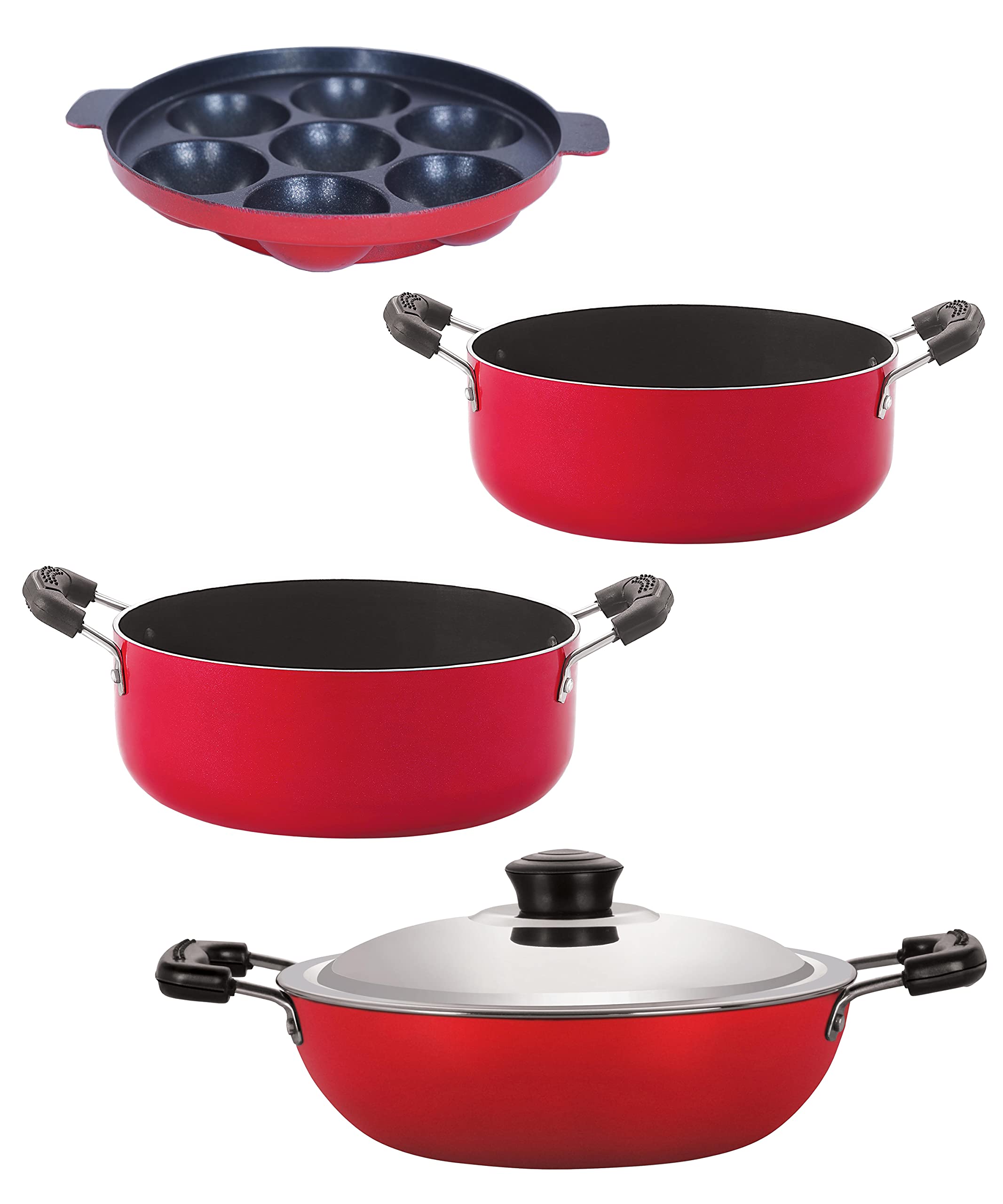 Nirlon Aluminium Non Stick Kitchen Essentials Cookware Set Of 4Piece (Dkd(J)_Cs26_Ap7_Cs24)