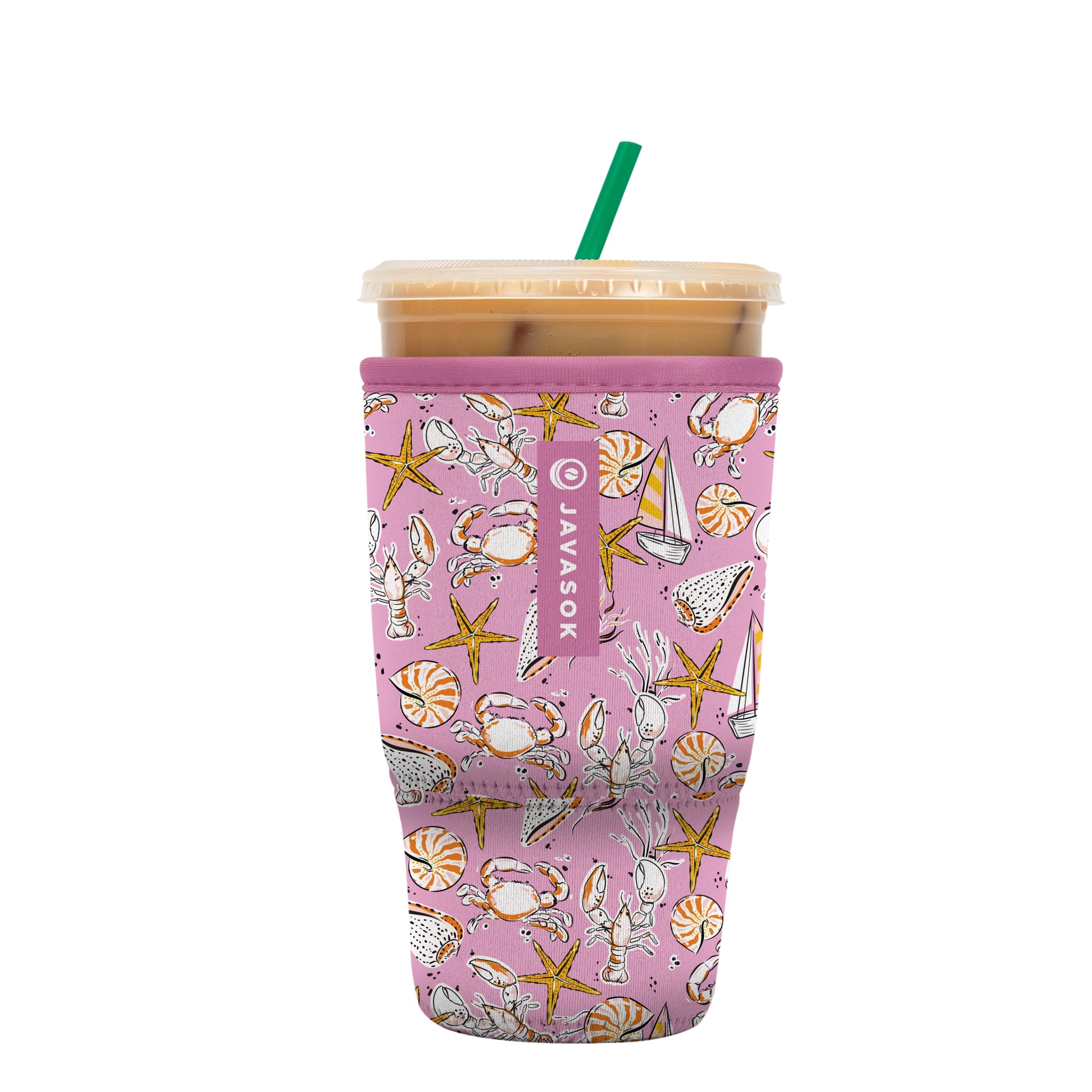 Sok It JavaSok Iced Coffee & Cold Soda Insulated Neoprene Cup Sleeve (Tidal Treasures, Large: 30-32oz)