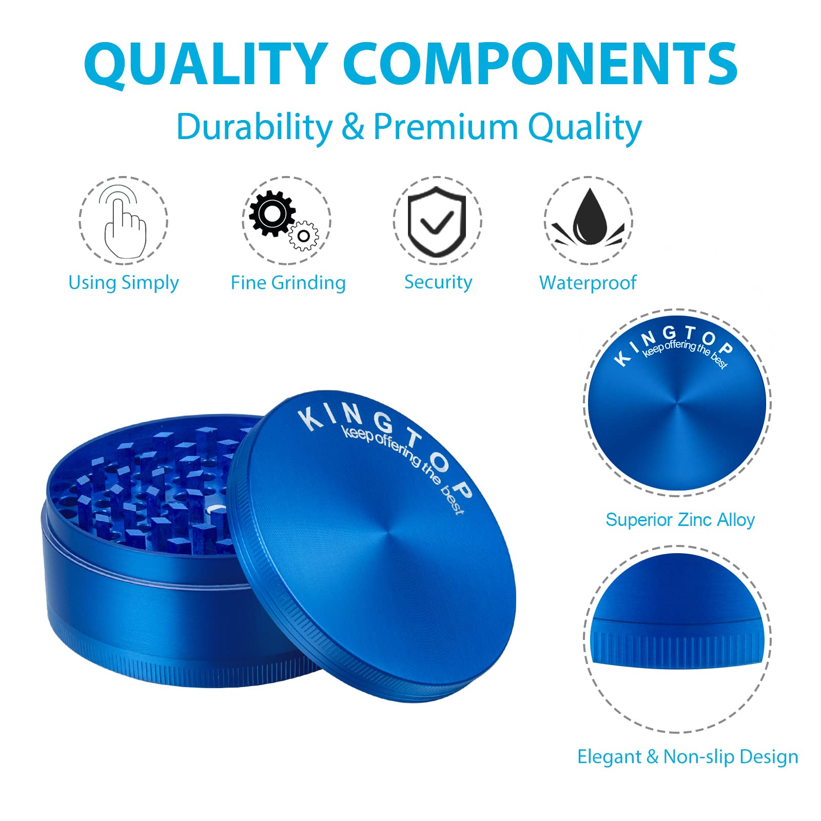 Kingtop Grinder, Large 3 '' Spice Grinder (Colorful)