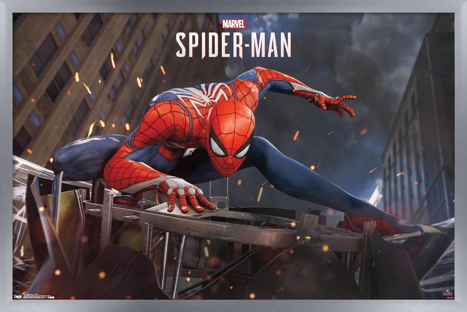 Trends International Marvel Comics - Spider-Man - Action Wall Poster, 14.725'' X 22.375'', Silver Framed Version