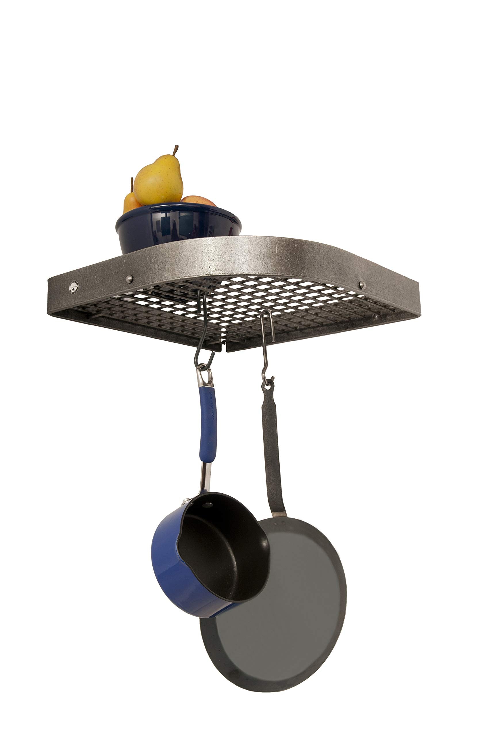 Enclume Premier Large 16-Inch Corner Pot Rack, Hammered Steel