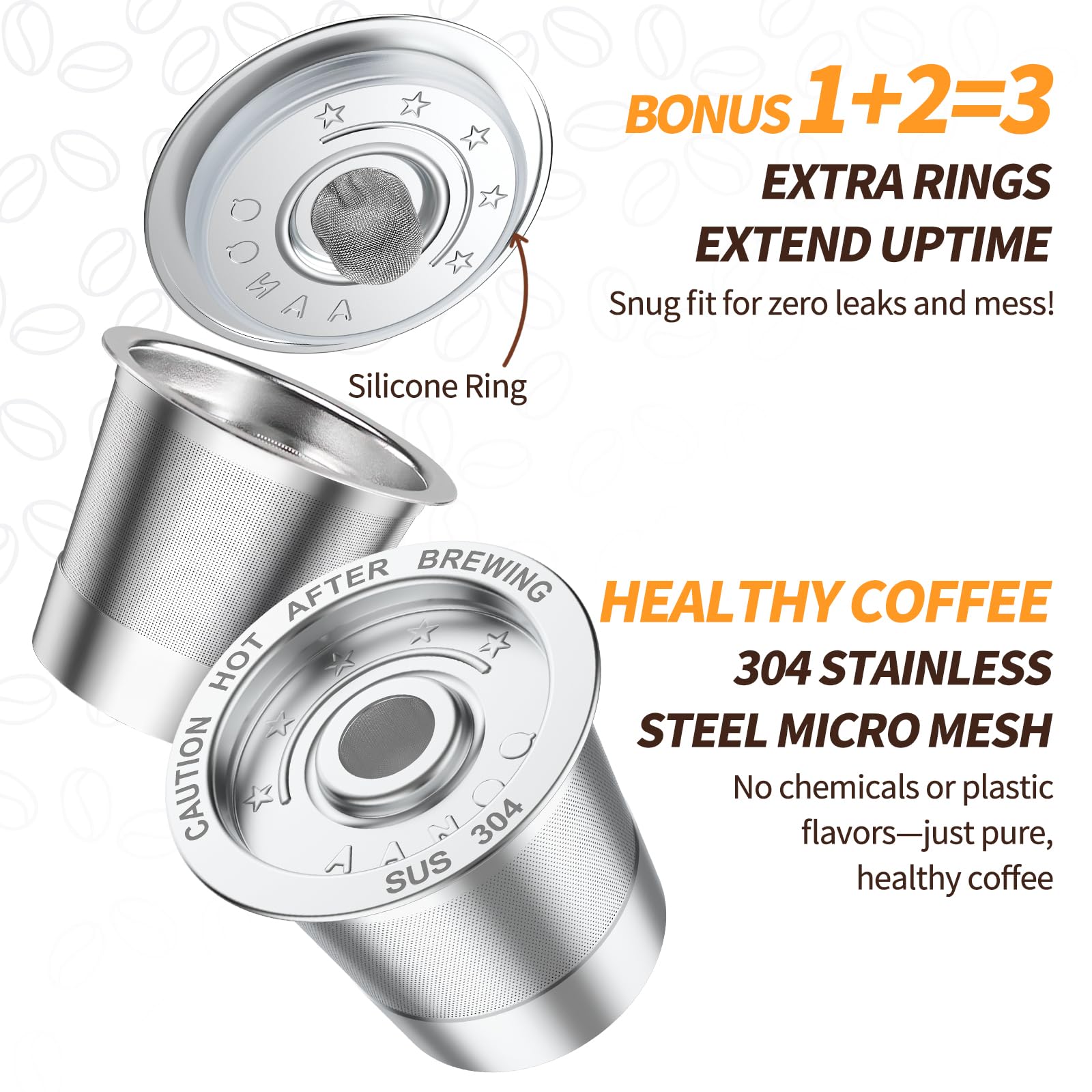 AANQQ 2 Pack Reusable K Cup Coffee Pods for Keurig 1.0 - Stainless Steel, Eco-Friendly, BPA-Free, Silver