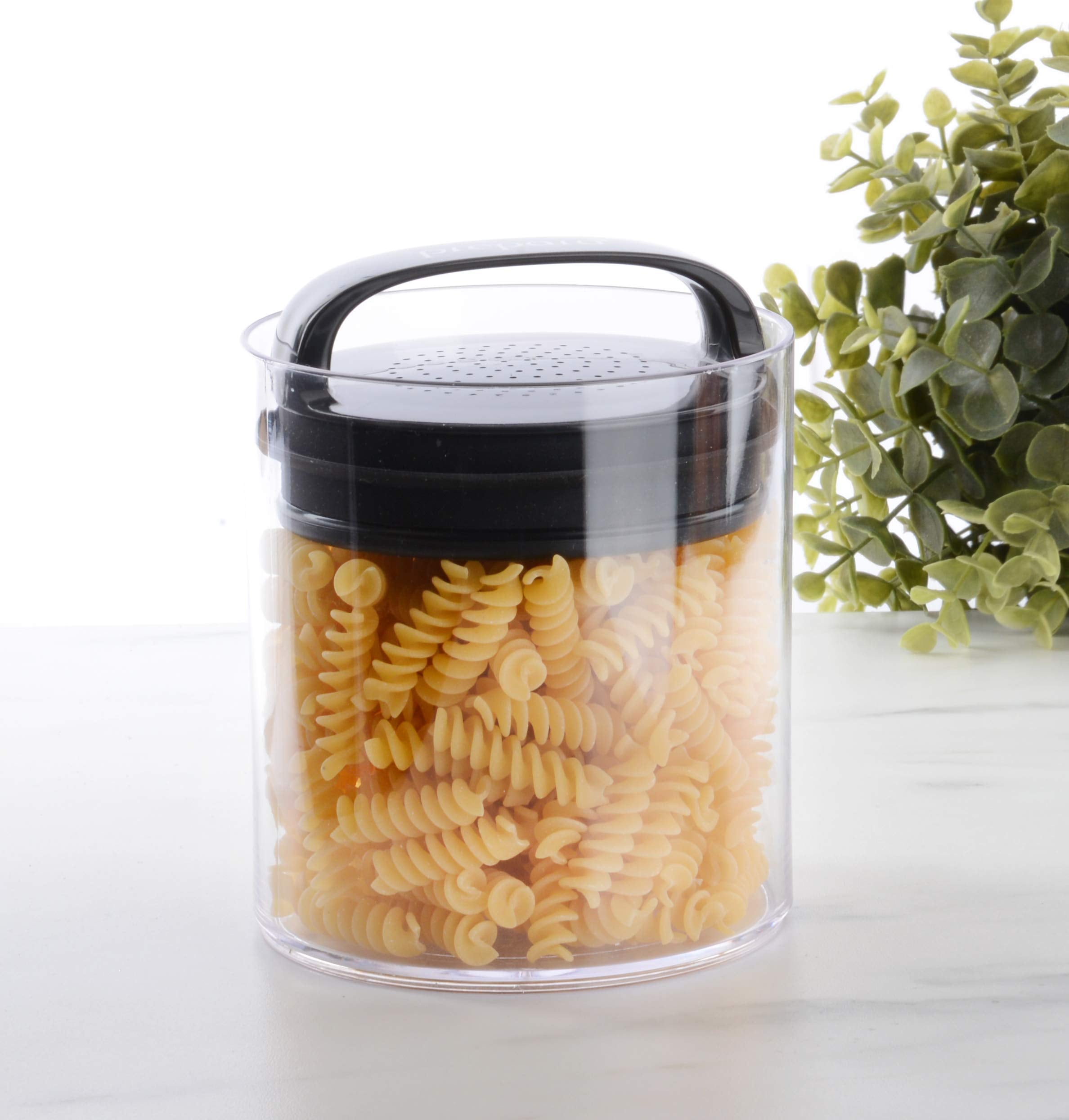Prepara Evak Fresh Saver, Medium-Short Airless Canister With Black Handle, 1.1 Quart, Clear
