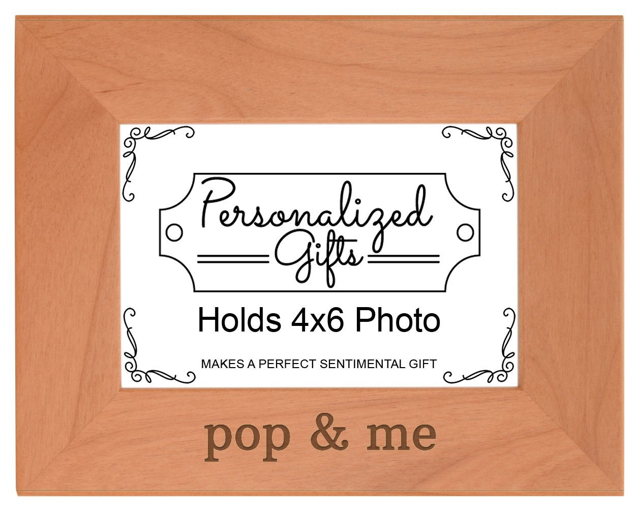 Personalized Gifts Grandpa Gift Pop and Me Grandchild Natural Wood Engraved 4x6 Landscape Picture Frame Wood