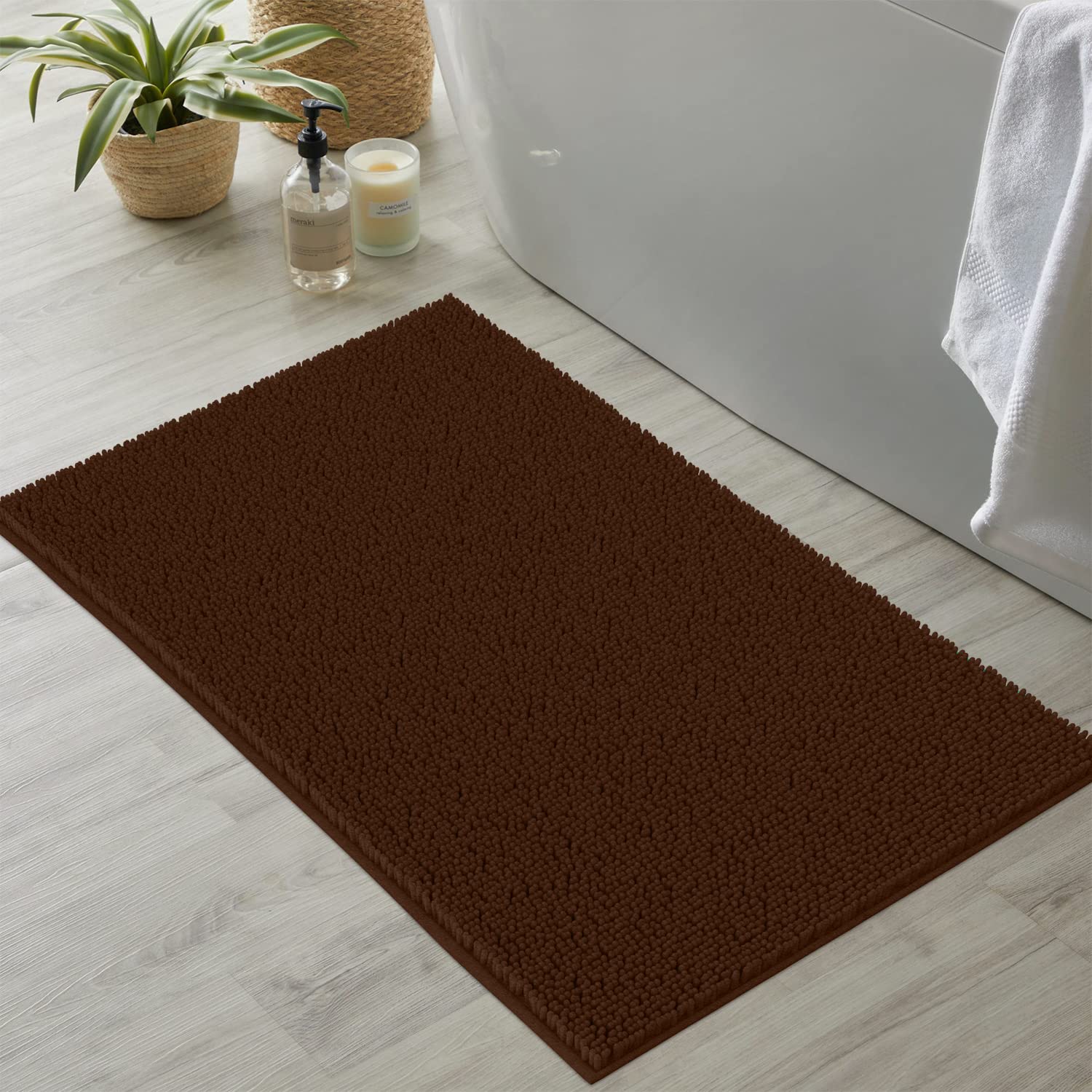 Luxurux Bath Mat-Extra-Soft Plush Bath Shower Bathroom Rug,1 Chenille Microfiber Material, Super Absorbent Shaggy Bath Rug Machi