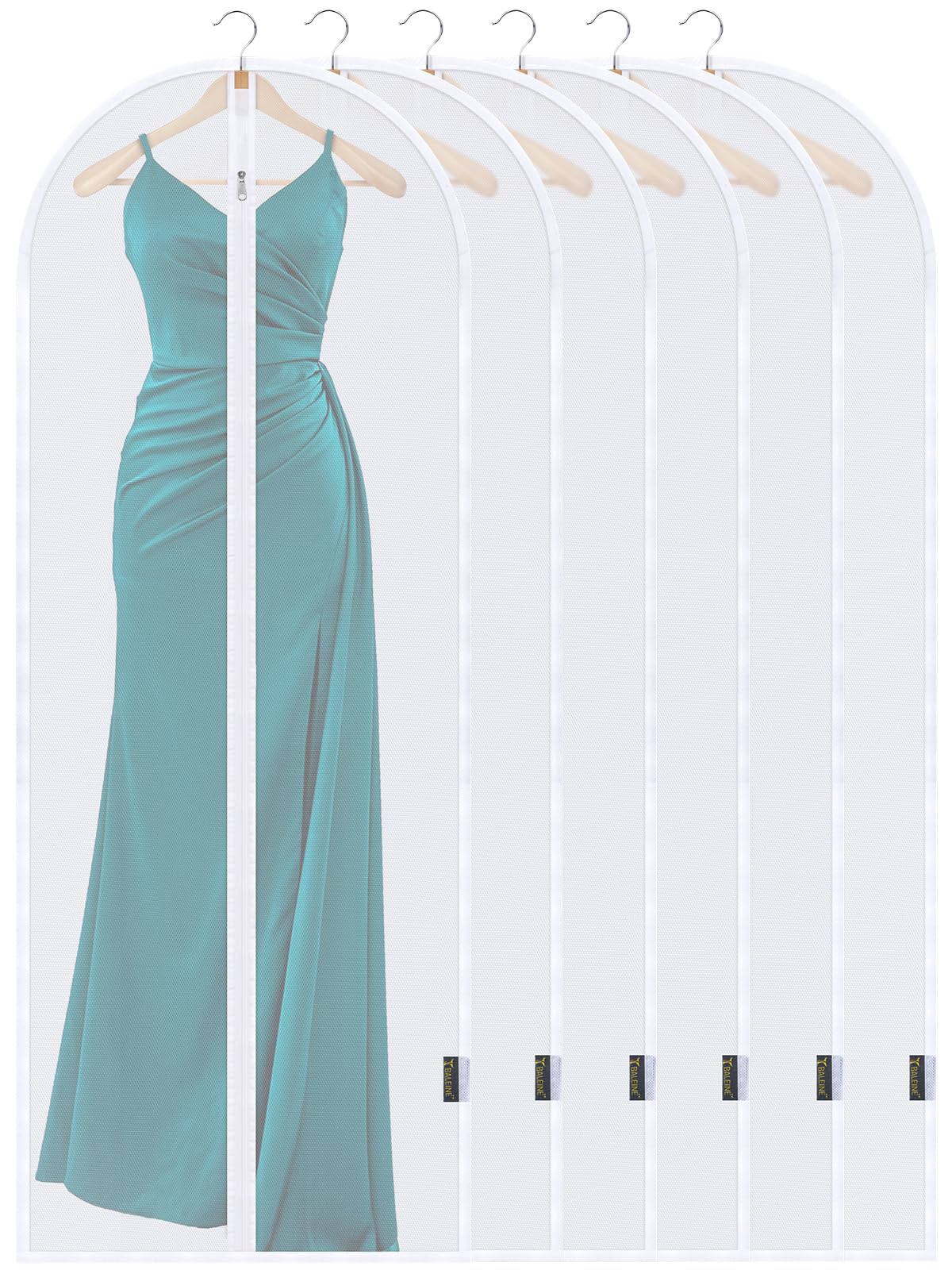 Baleine 60'' Clear Garment Bags, 6 Packs Peva Dress Bag For Closet Clothes Dresses Suit Coats Storage (24''X 60'', 6Pk)