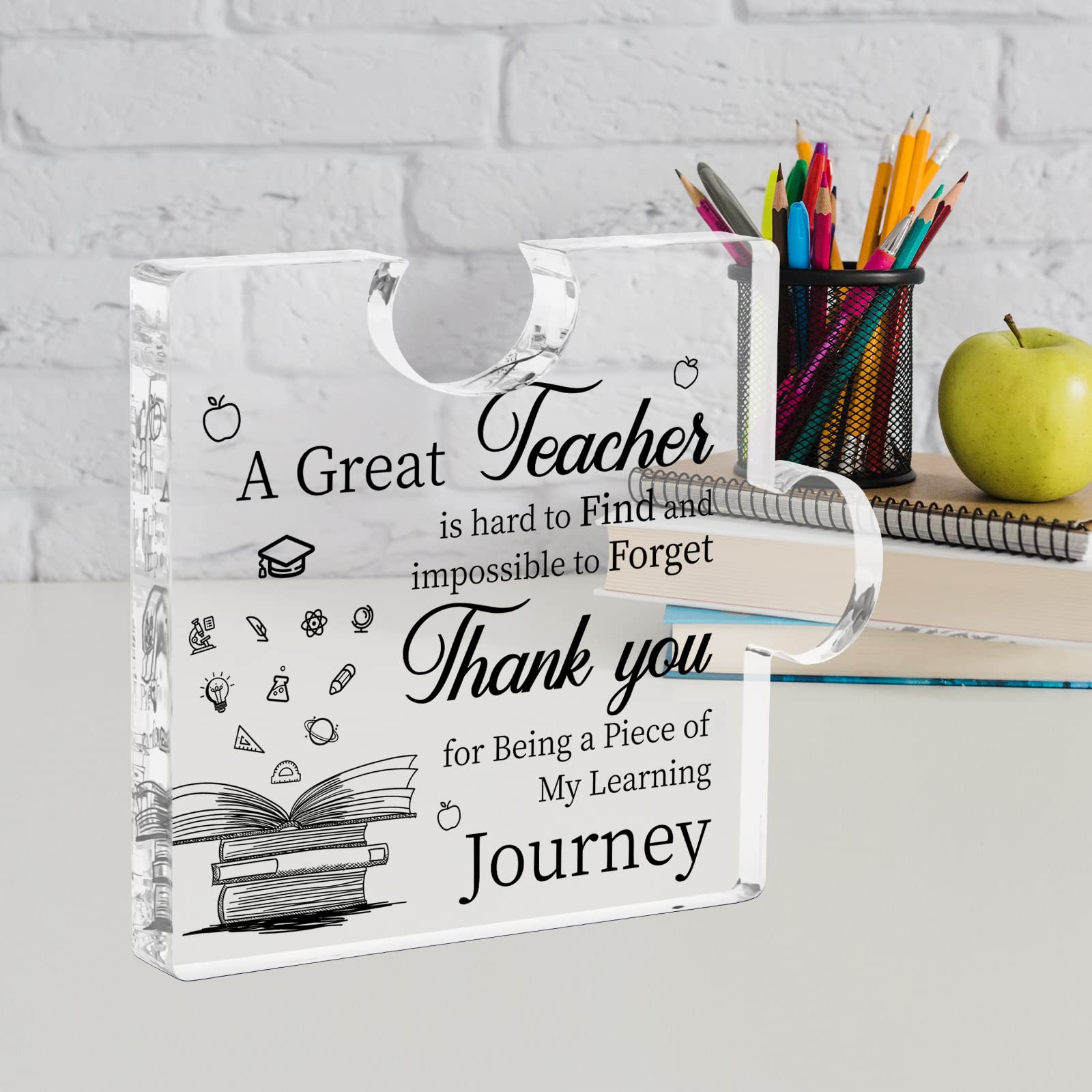 Happy Teachers Day Gift for Women Men, Gift for Teacher Puzzle-Shaped Acrylic Plaque Teachers Present, Male Gift Female Plaque G