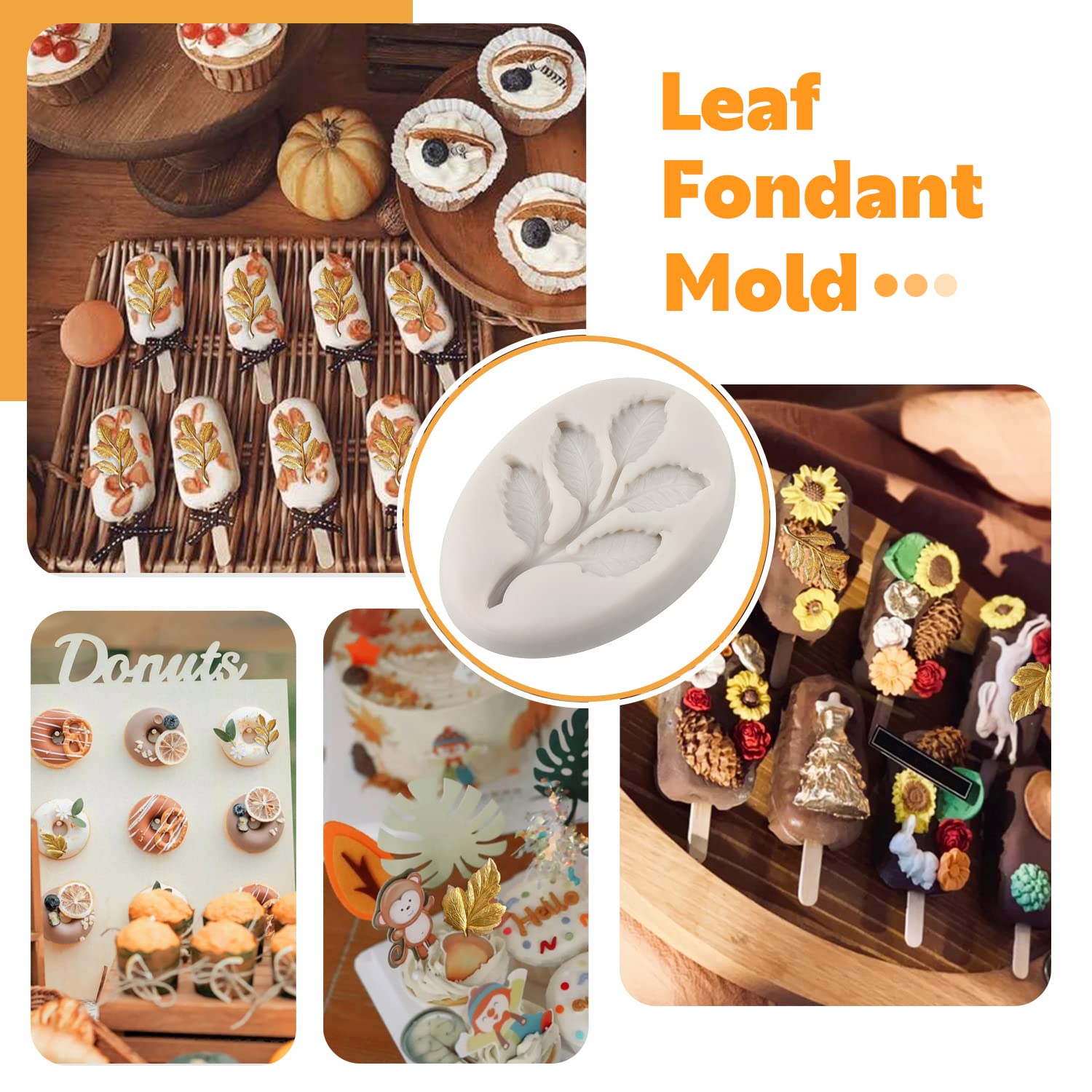 Sijiangmold Baroque Fondant Mold Baroque Leaf Fondant Molds Maple Leaf Candy Molds For Cake Decorating Cupcake Topper Chocolate