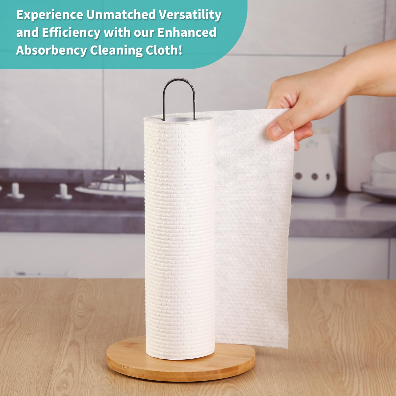 Tonlea Paper Towels 4 Rolls 200 Sheets, Washable And Reusable Paper Towels Rolls For Kitchen And Daily Use, Safe Pp- Wood Pulp C