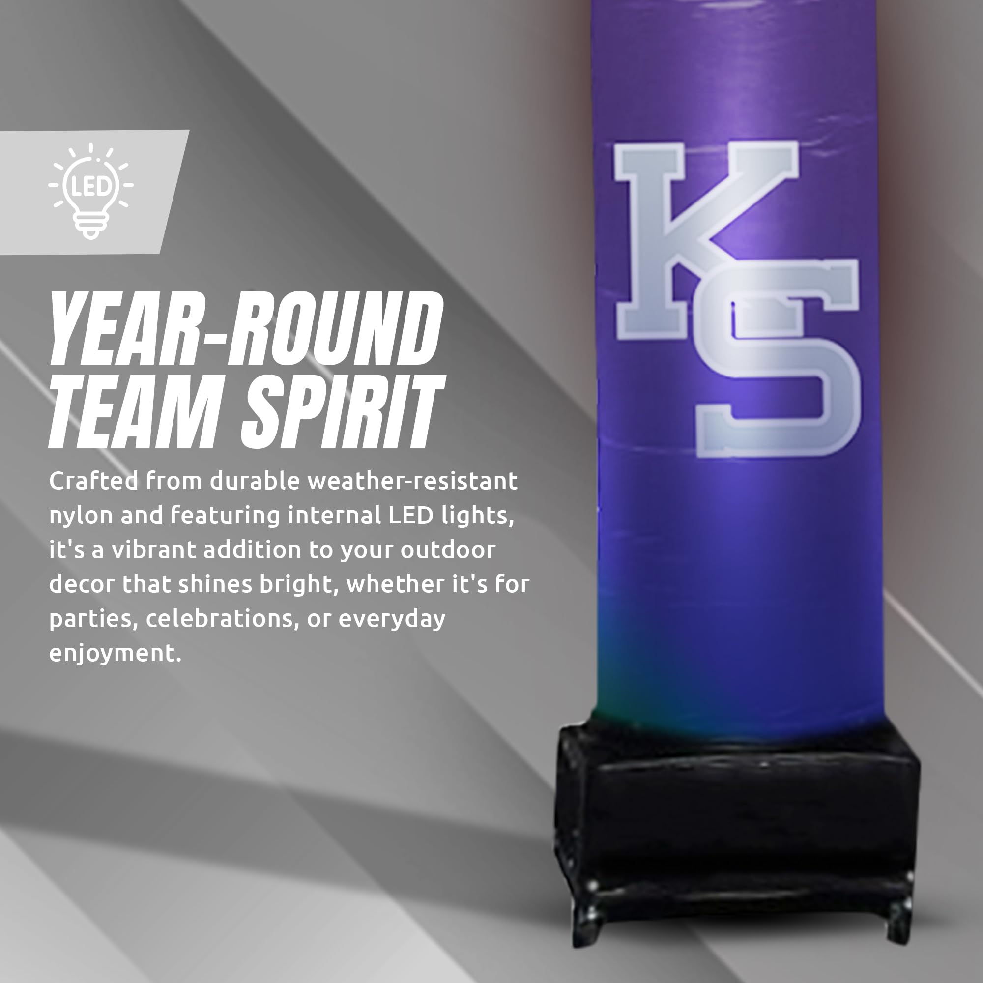 Sporticulture NCAA K-State Wildcats Football Wacky Waving Inflatable Tube Guy with LED Lights & Built-in Blower Air Wacky Dancer