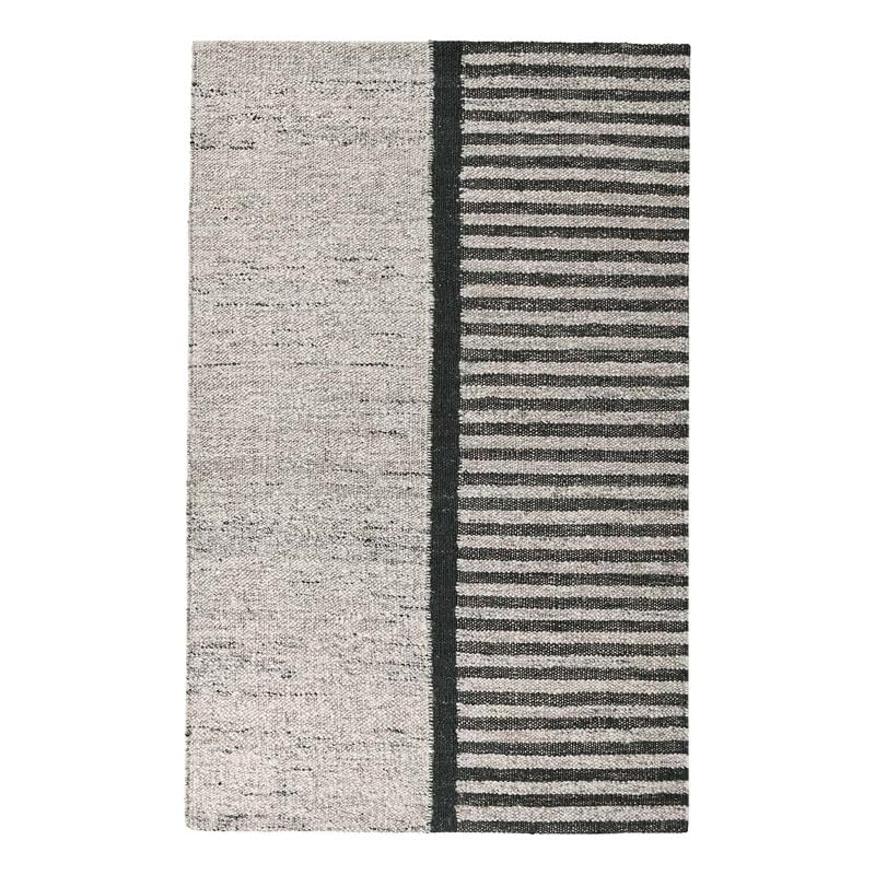 Kosas Home Kofu 60 x 96 Asymmetrical Striped Wool Accent Rug in Natural/Black