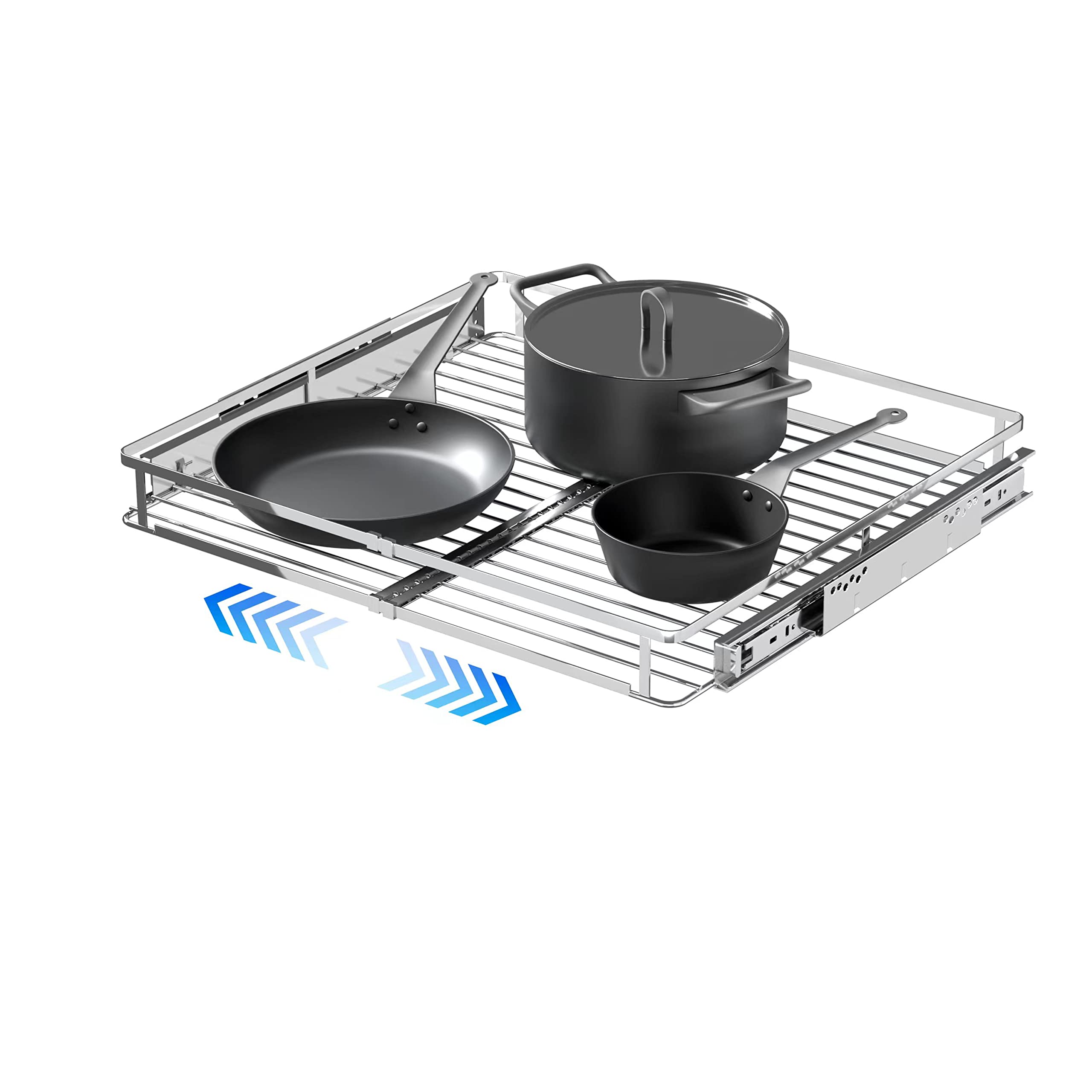 Expandable Pull Out Cabinet Organizer,17.1~28''W X 22.5''D Heavy Duty Slide Out Shelves Adjustable Hight Cabinet Pull Out Shelve