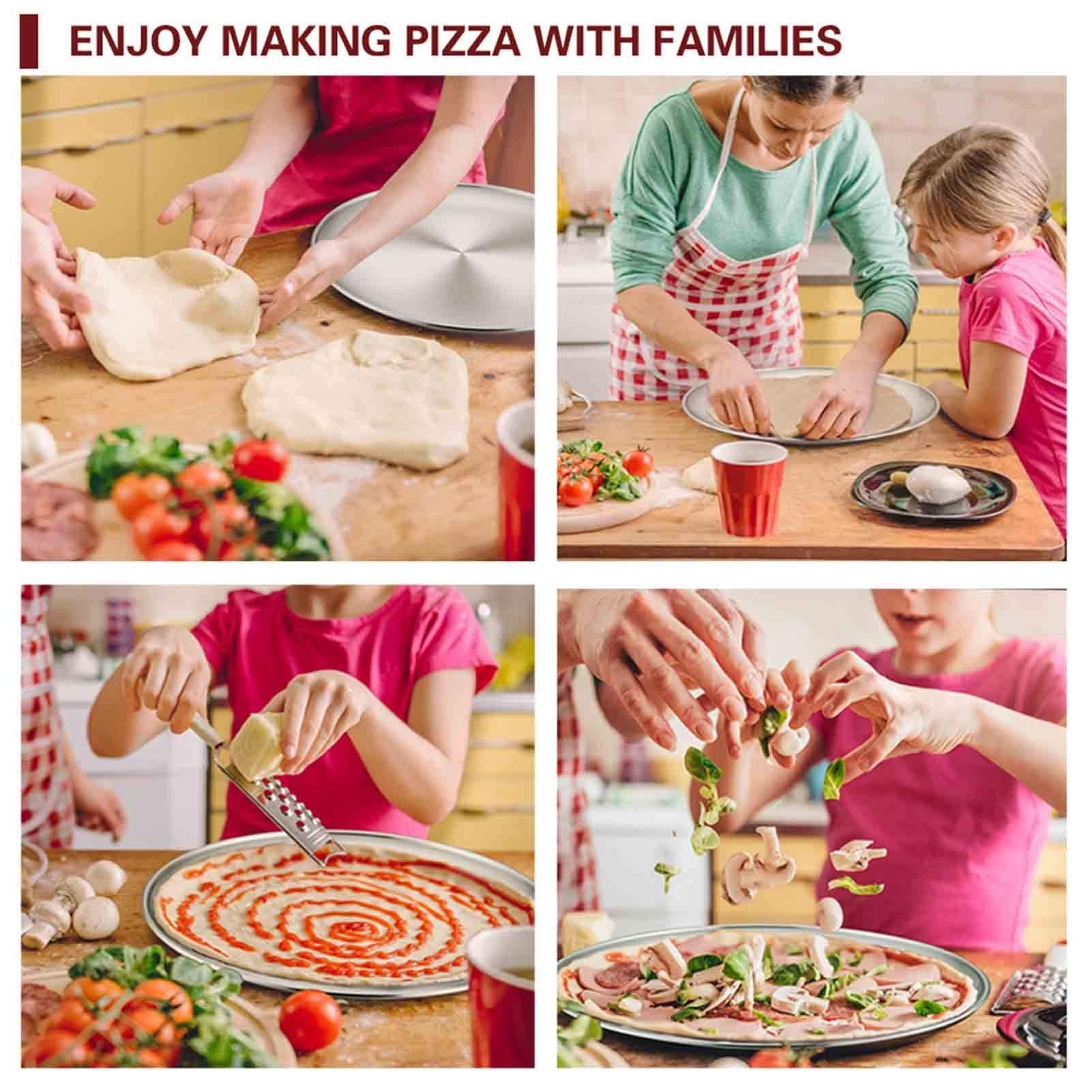 Teamfar Pizza Pan, 12 Inch Pizza Pan Stainless Steel Pizza Pan Tray Round Pizza Oven Baking Pan, Healthy & Heavy Duty, Dishwashe